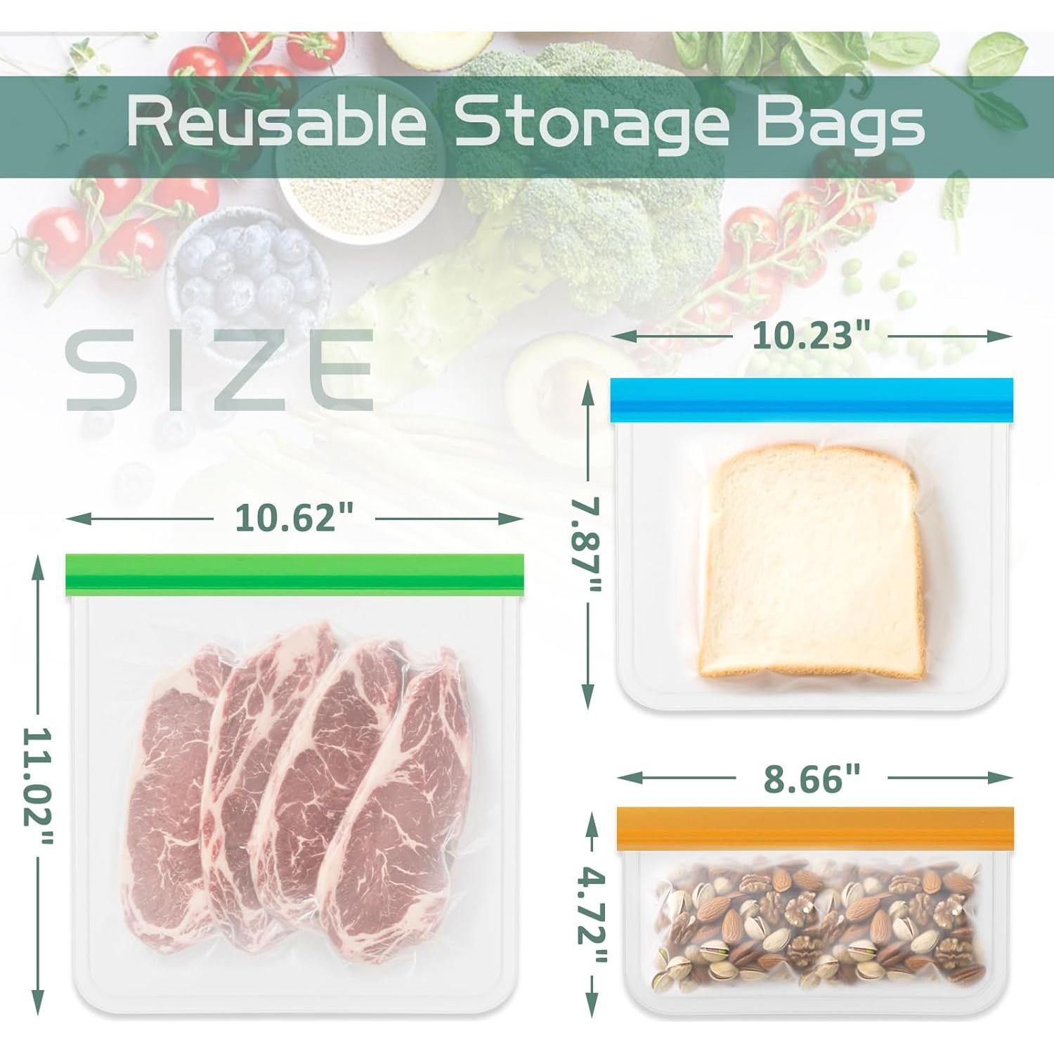 Bolsas de Almacenamiento Reutilizables JSVSLTD - 6 Pzas 27.9x27.9cm