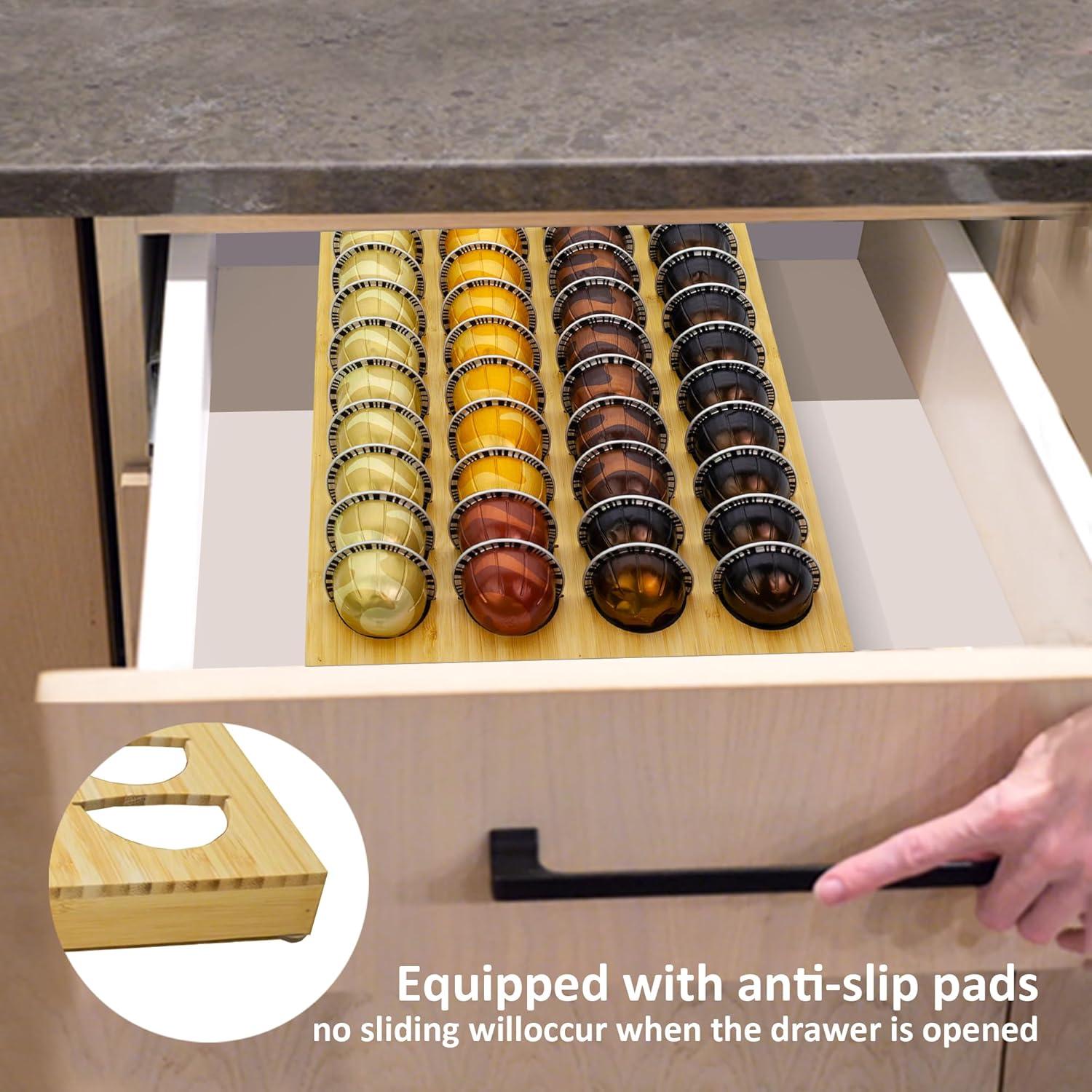 Organizador de Cápsulas de Café MinBoo de Bambú para 40 Cápsulas