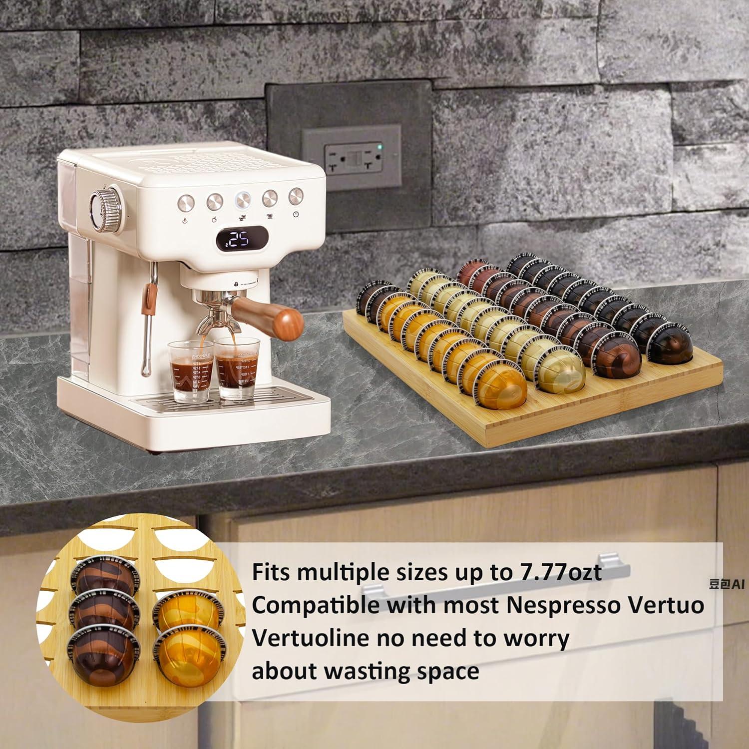 Organizador de Cápsulas de Café MinBoo de Bambú para 40 Cápsulas