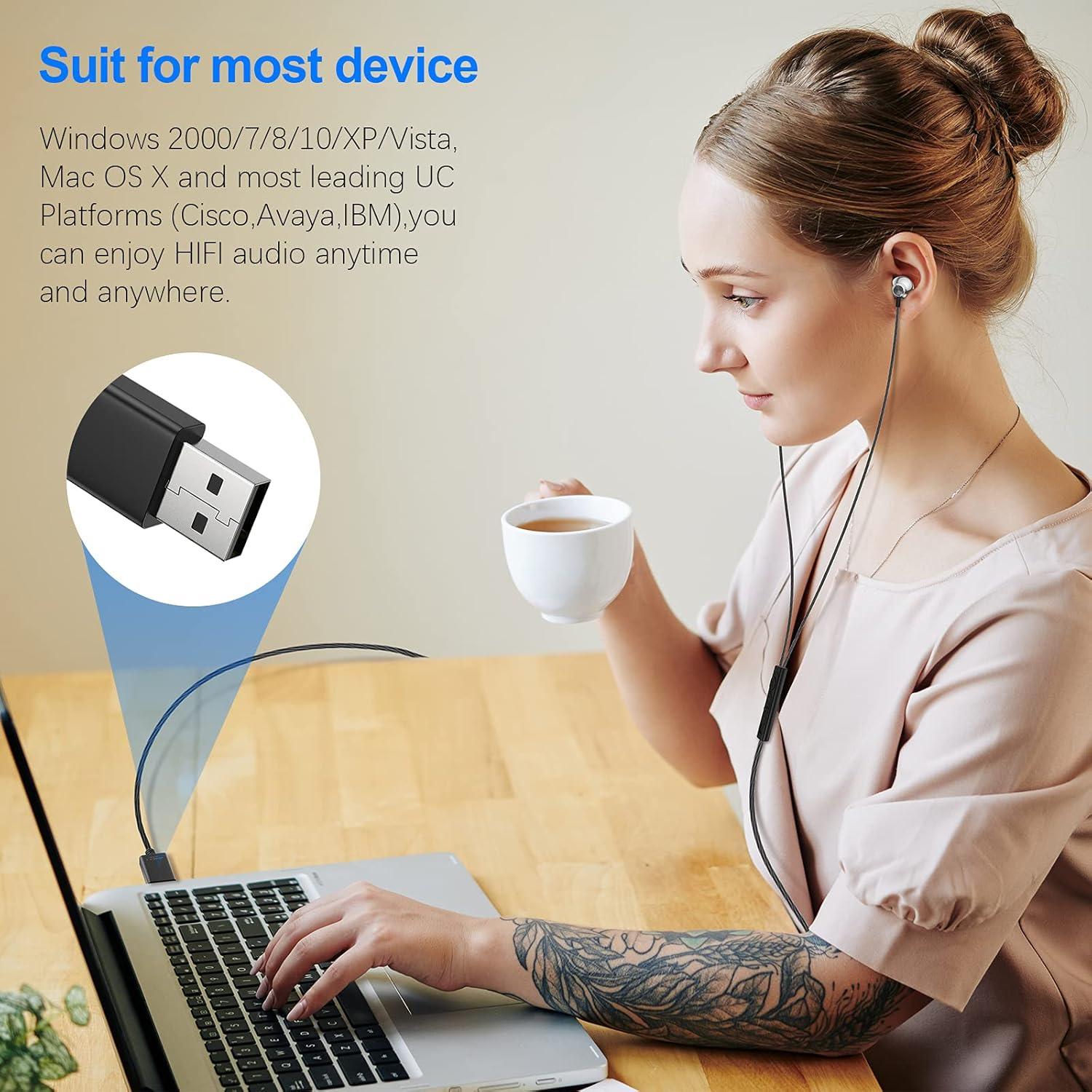 Auriculares USB ACAGET HiFi Estéreo In-Ear con Micrófono