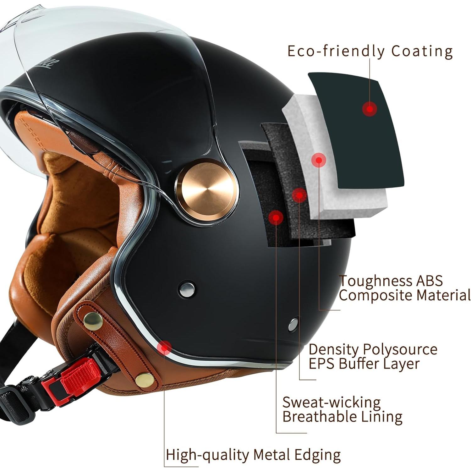 Casco de motocicleta Pretoee PT-AIR 06 3/4 Unisex Negro/Blanco