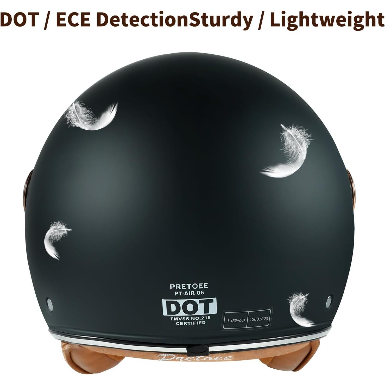 Casco de motocicleta Pretoee PT-AIR 06 3/4 Unisex Negro/Blanco