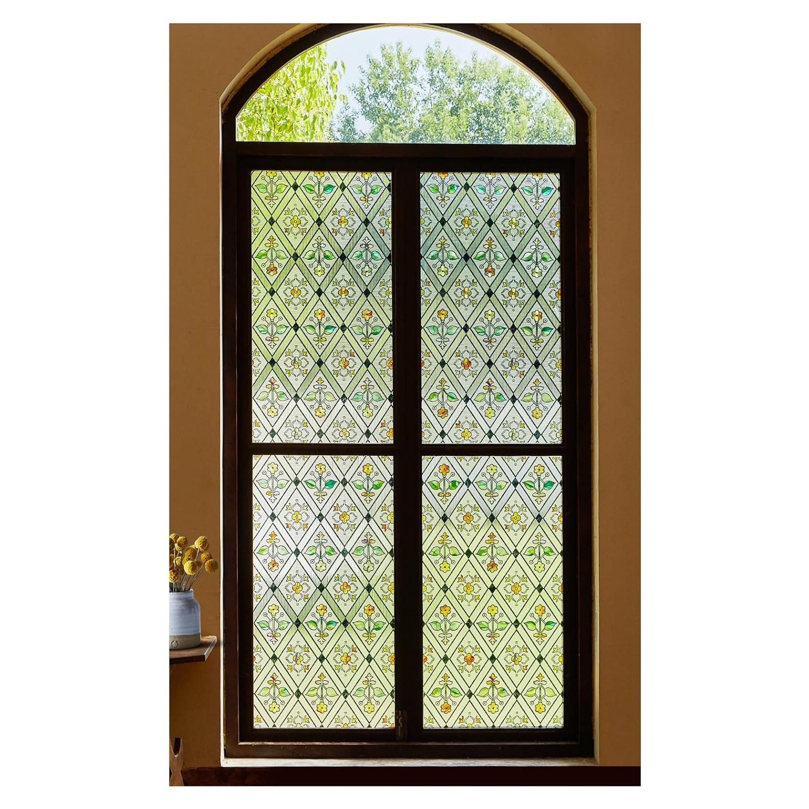 Película de Ventana de Vidrio Templado ALIUNI 44.5x100 cm Floral