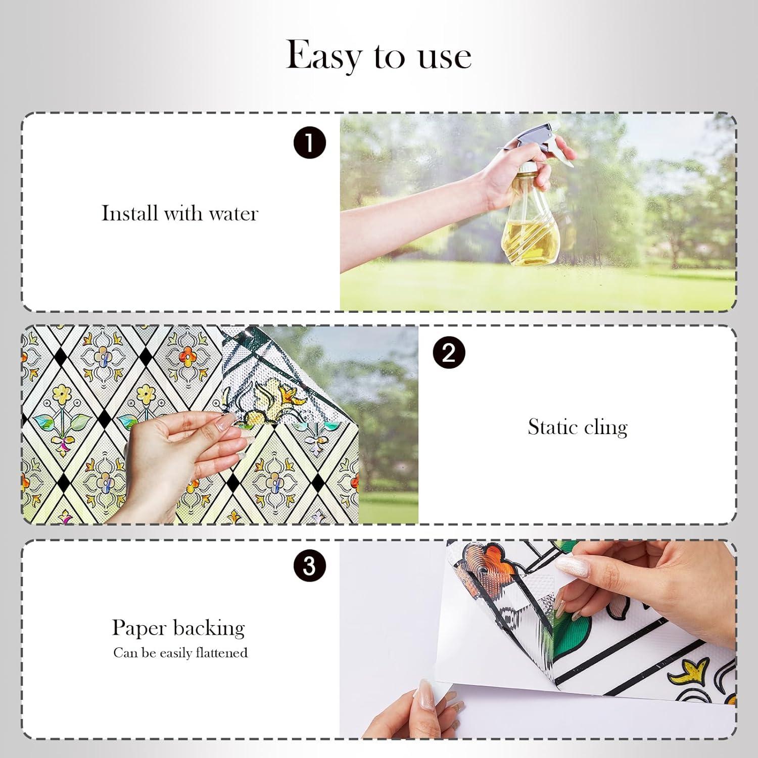 Película de Ventana de Vidrio Templado ALIUNI 44.5x100 cm Floral