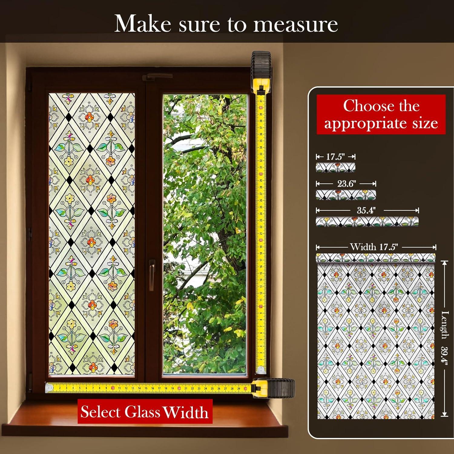 Película de Ventana de Vidrio Templado ALIUNI 44.5x100 cm Floral