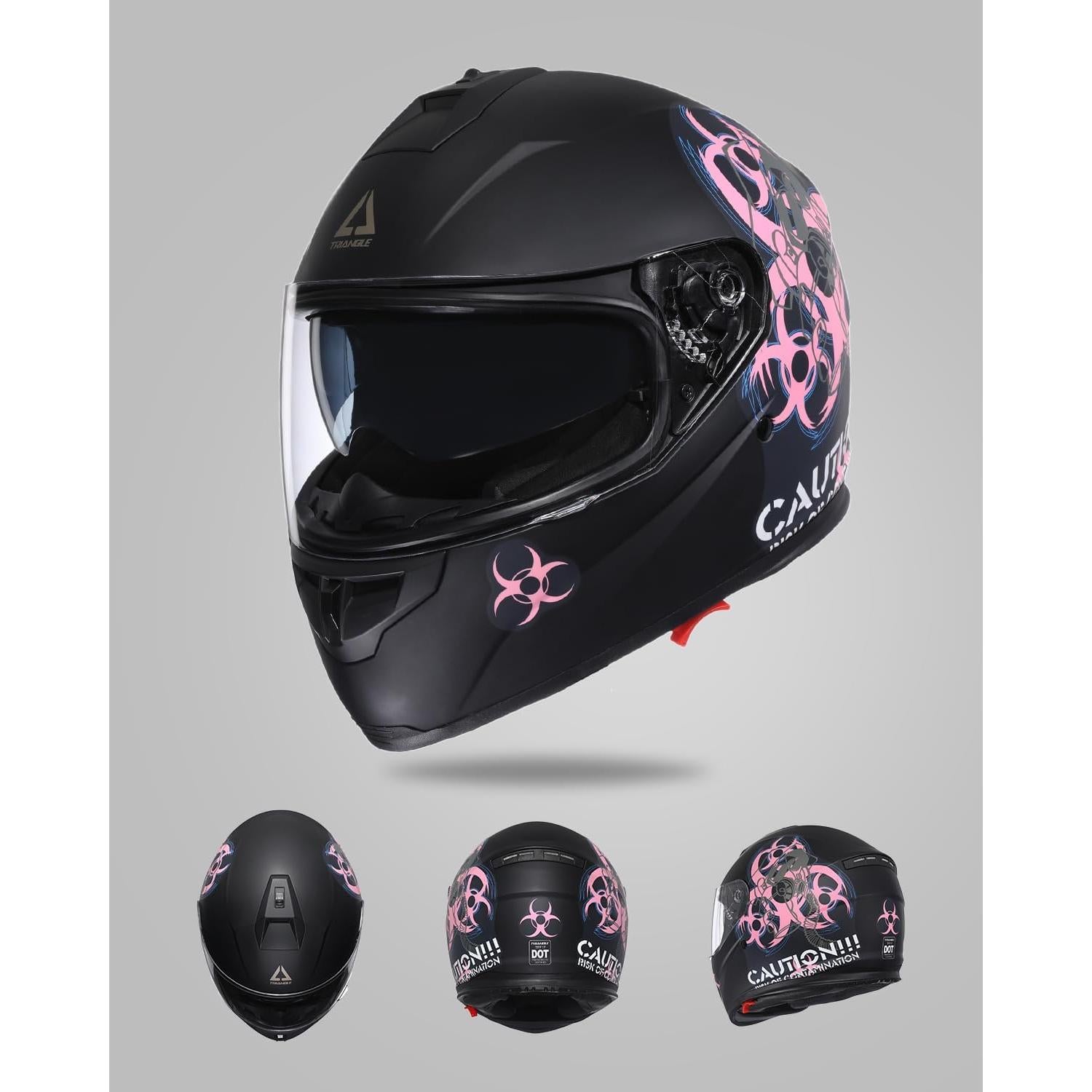 Casco Full Face Jinhua TFF17 Doble Visor Rosa 1.90 kg