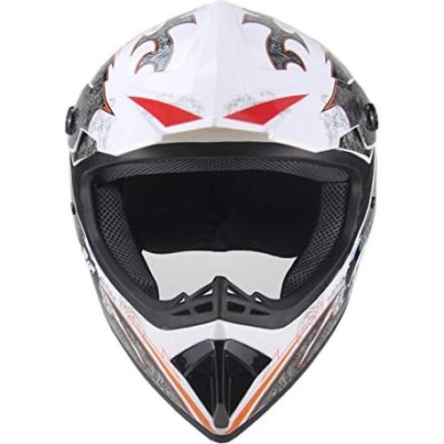 Casco de Motocross Senhill Grande Blanco con Guantes y Gafas