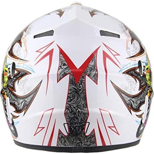 Casco de Motocross Senhill Grande Blanco con Guantes y Gafas