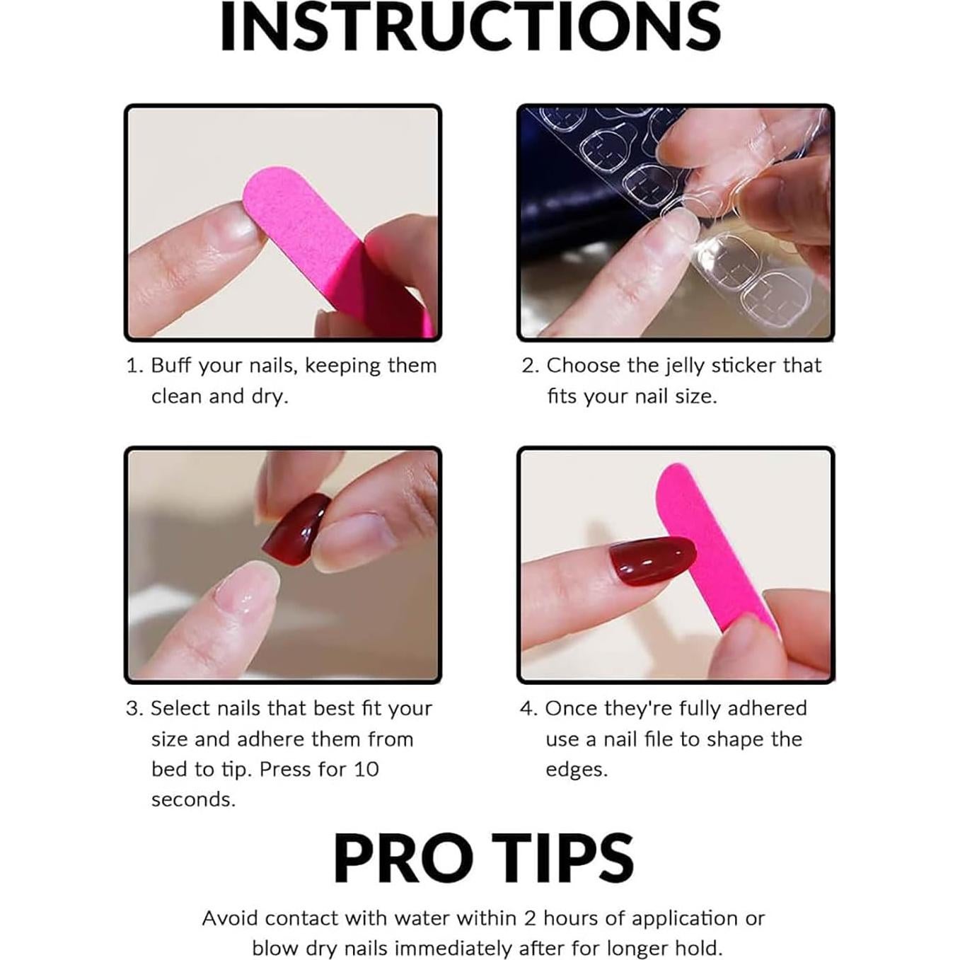 Uñas Postizas Rosadas Mariposa CHAONENG 24 Pcs Acrílicas