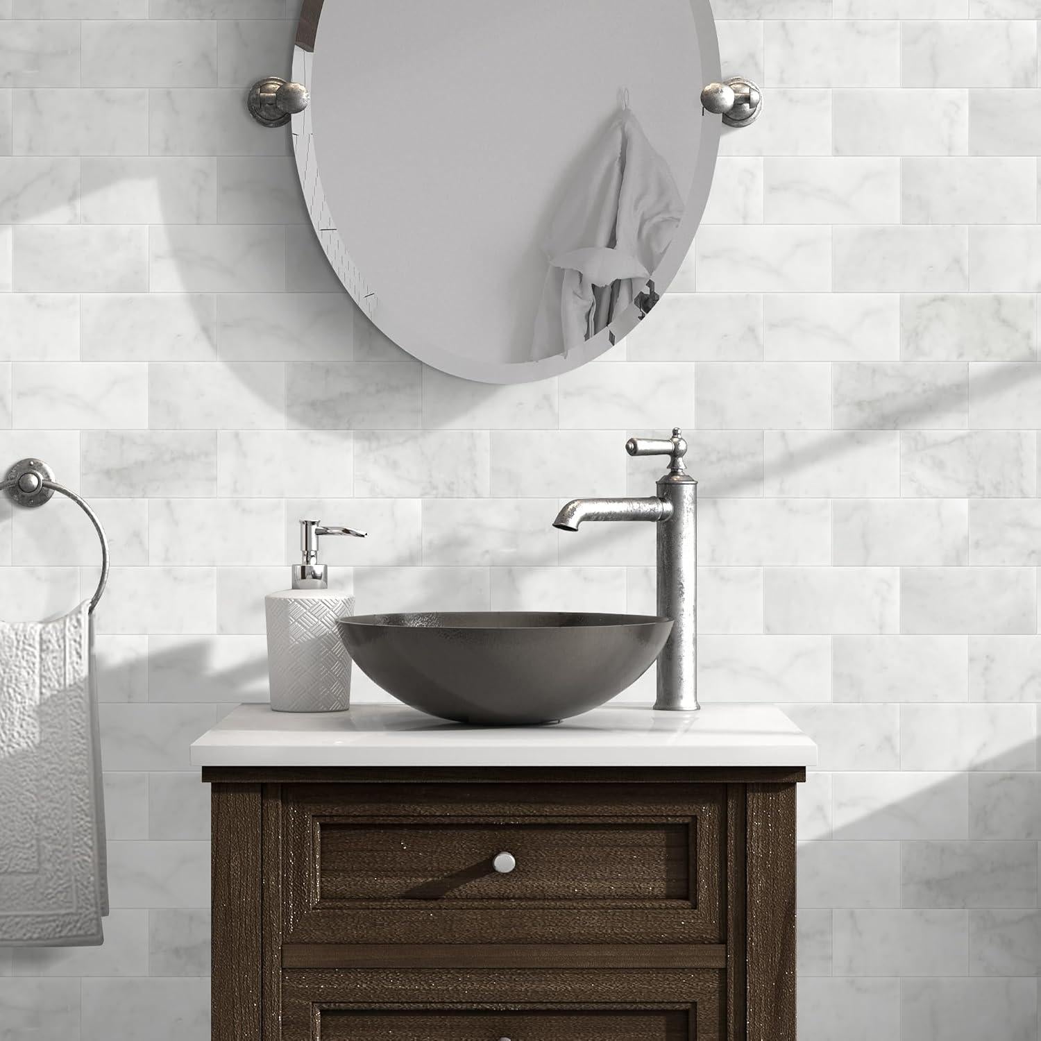 Azulejos de Mosaico de Piedra Natural SUNWINGS 40 Piezas 15x7.5 cm