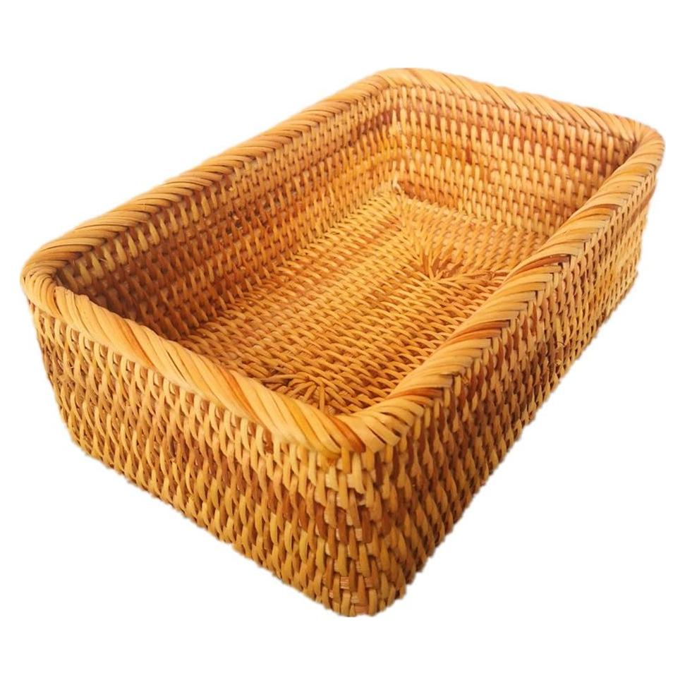 Organizador de Ratán Beige Amololo Mediano 25x16x8 cm