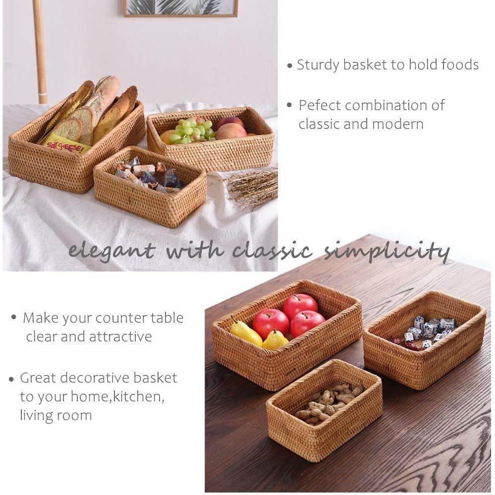 Organizador de Ratán Beige Amololo Mediano 25x16x8 cm