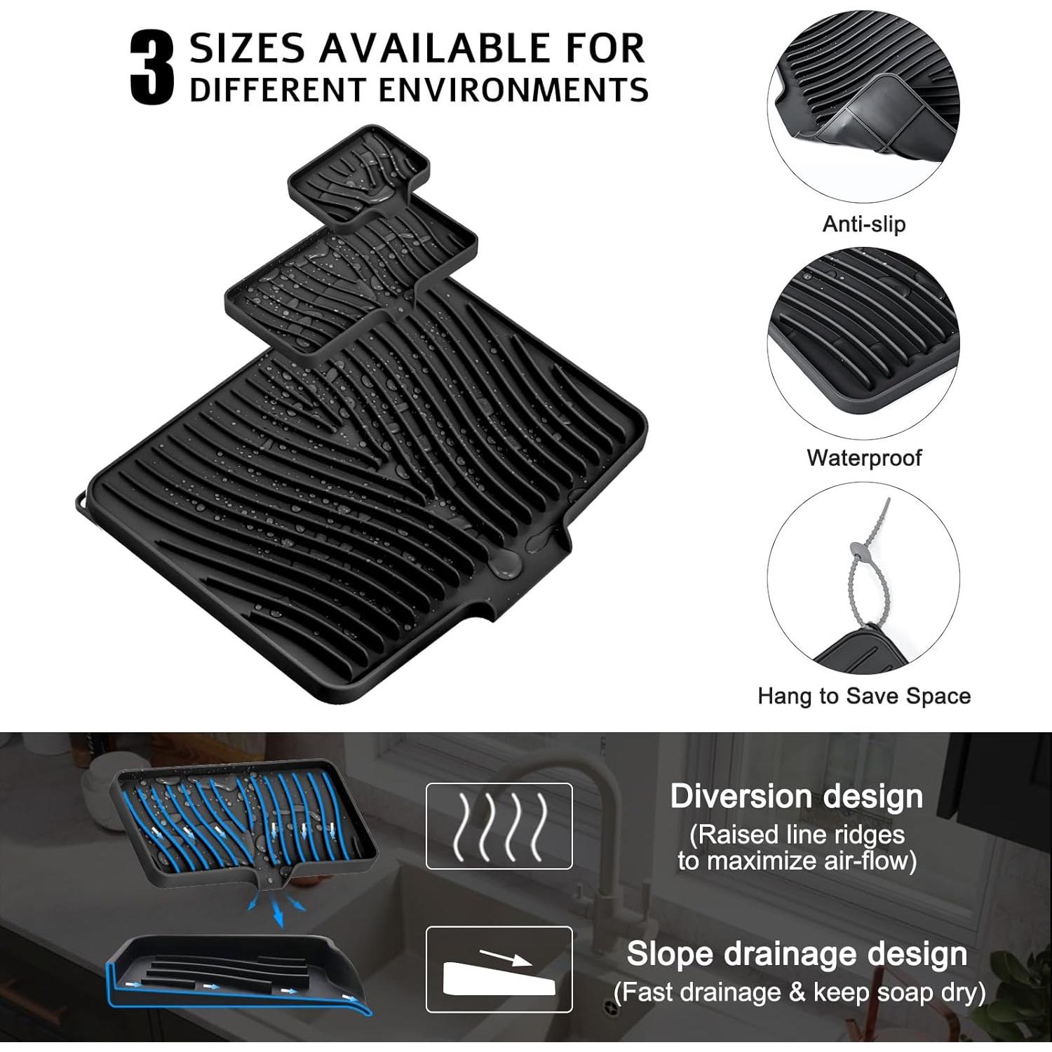 Alfombrilla de Secado de Platos TIKNIK Silicona Antideslizante 3 pcs