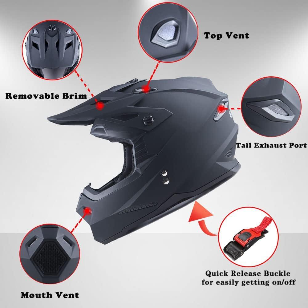 Casco Integral 1Storm HF801 Negro Mate para Motocross