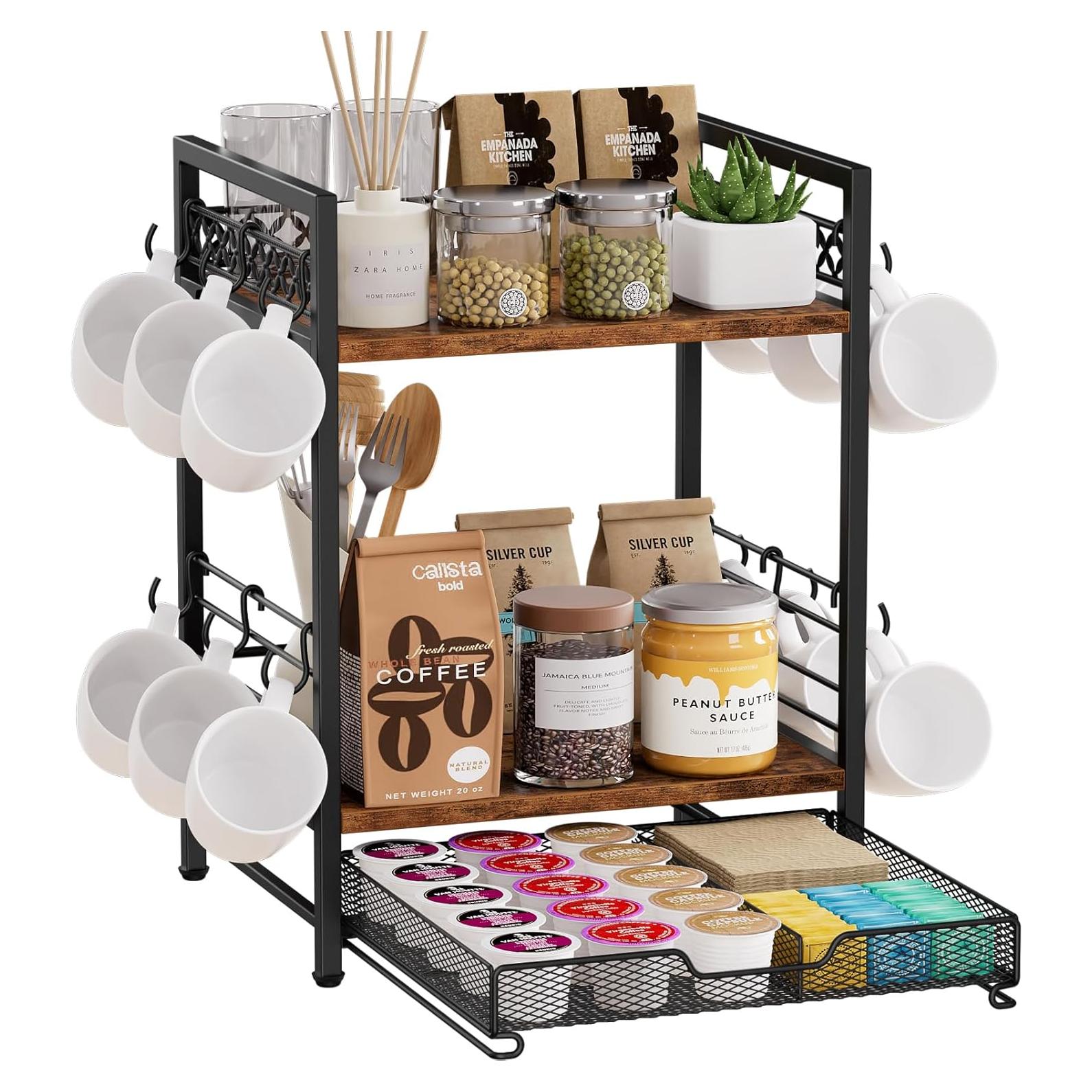 Organizador de Bar de Café Plaviya 3 Niveles con 12 Ganchos