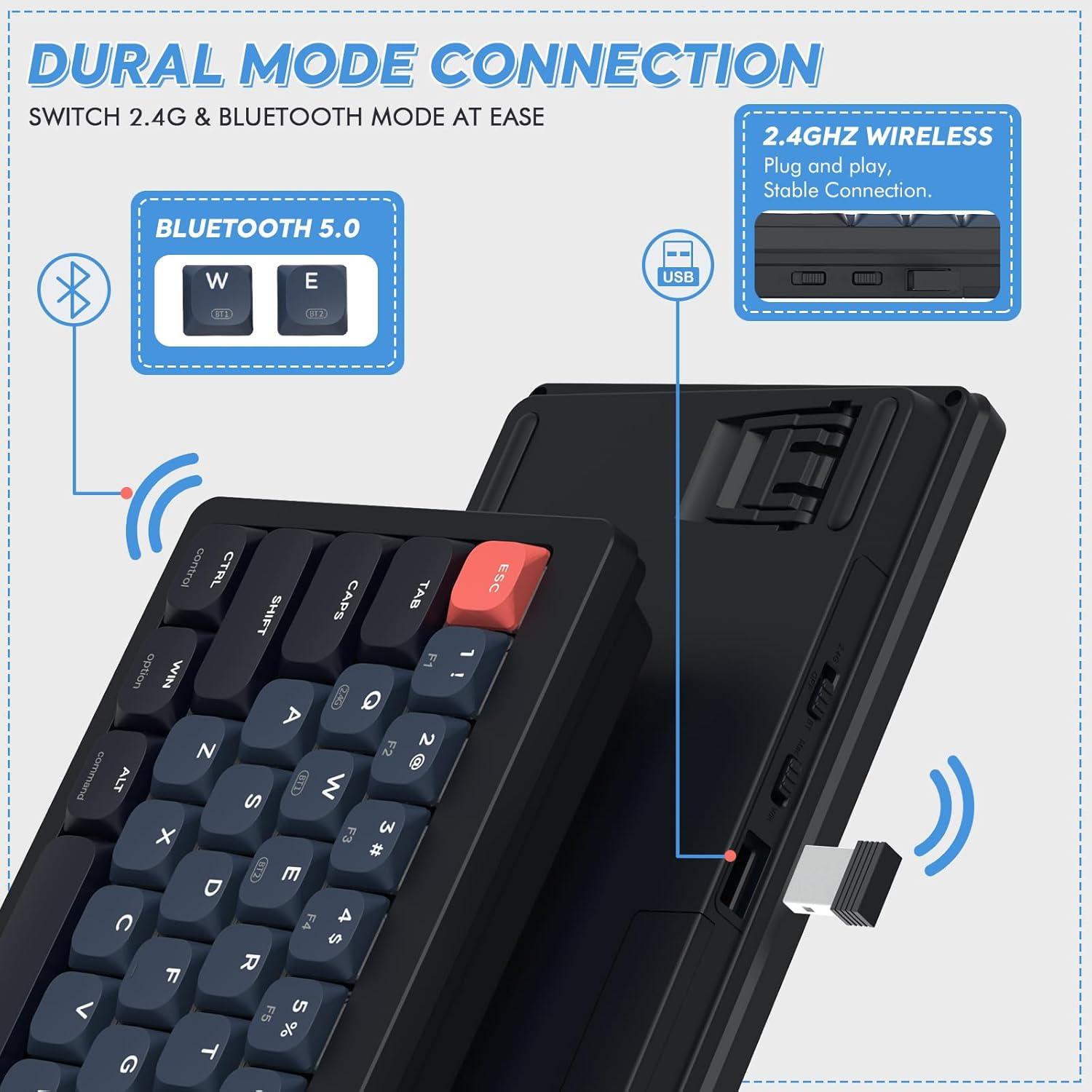 Teclado Mecánico Inalámbrico A.JAZZ AKL680 68 Teclas Rojo