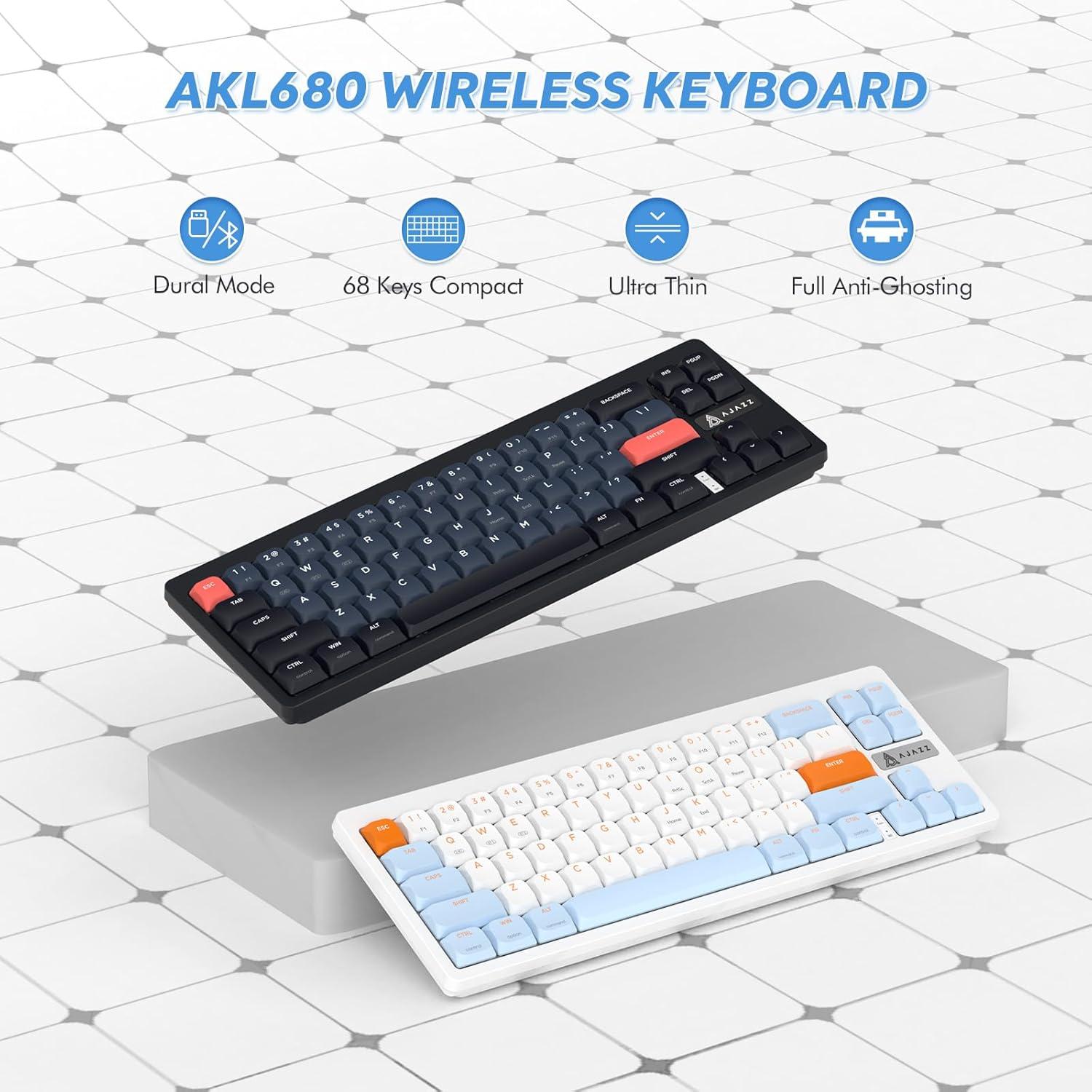 Teclado Mecánico Inalámbrico A.JAZZ AKL680 68 Teclas Rojo