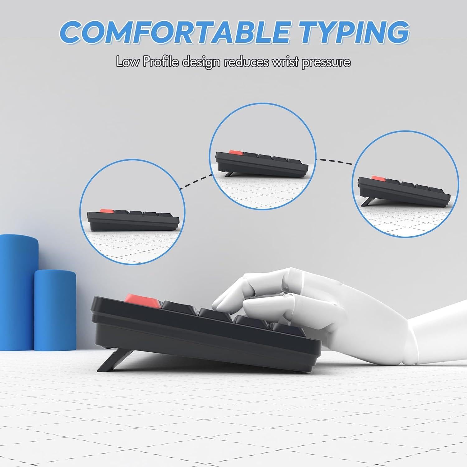 Teclado Mecánico Inalámbrico A.JAZZ AKL680 68 Teclas Rojo