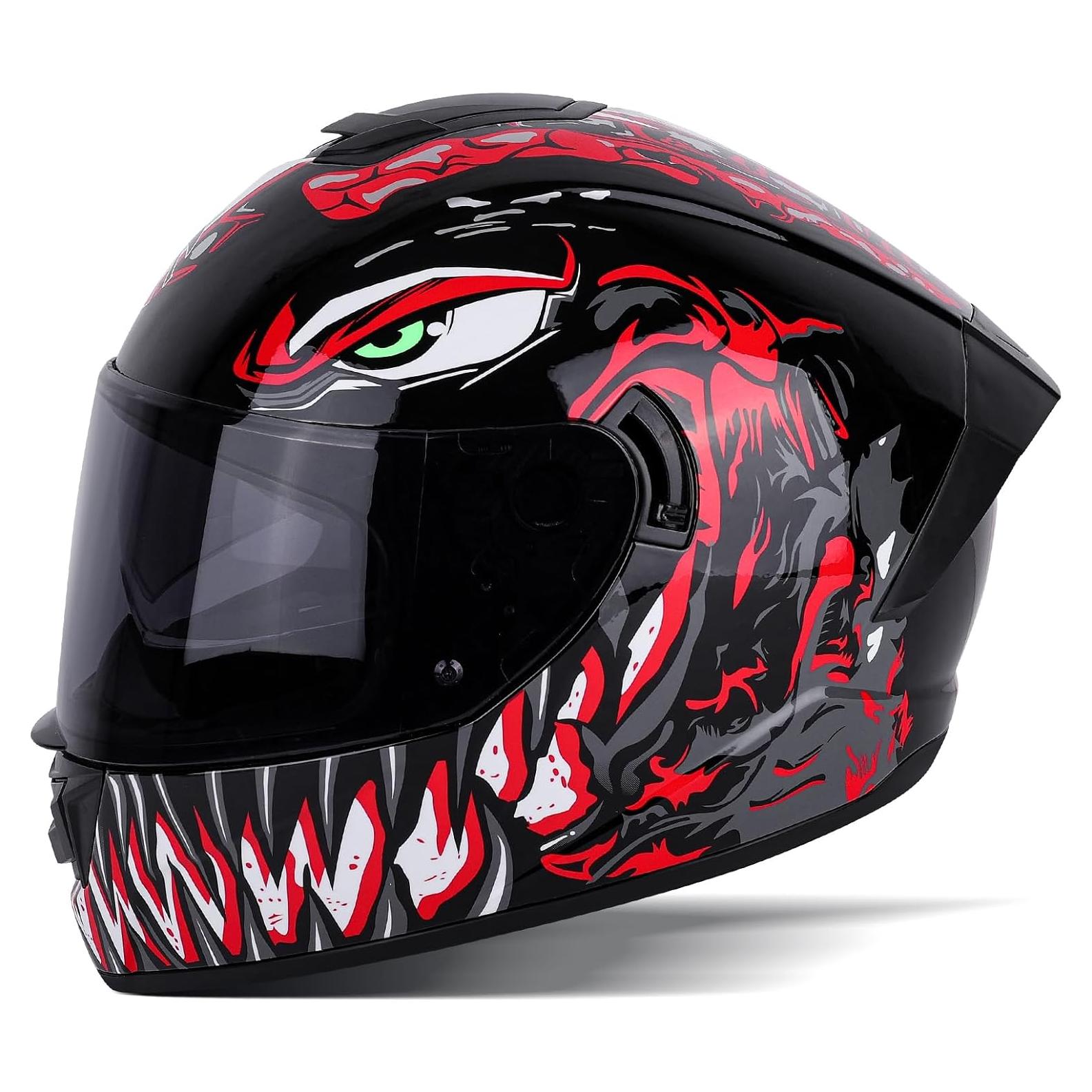 Casco Integral Motocicleta MotuoMr Mediano Rojo Retro