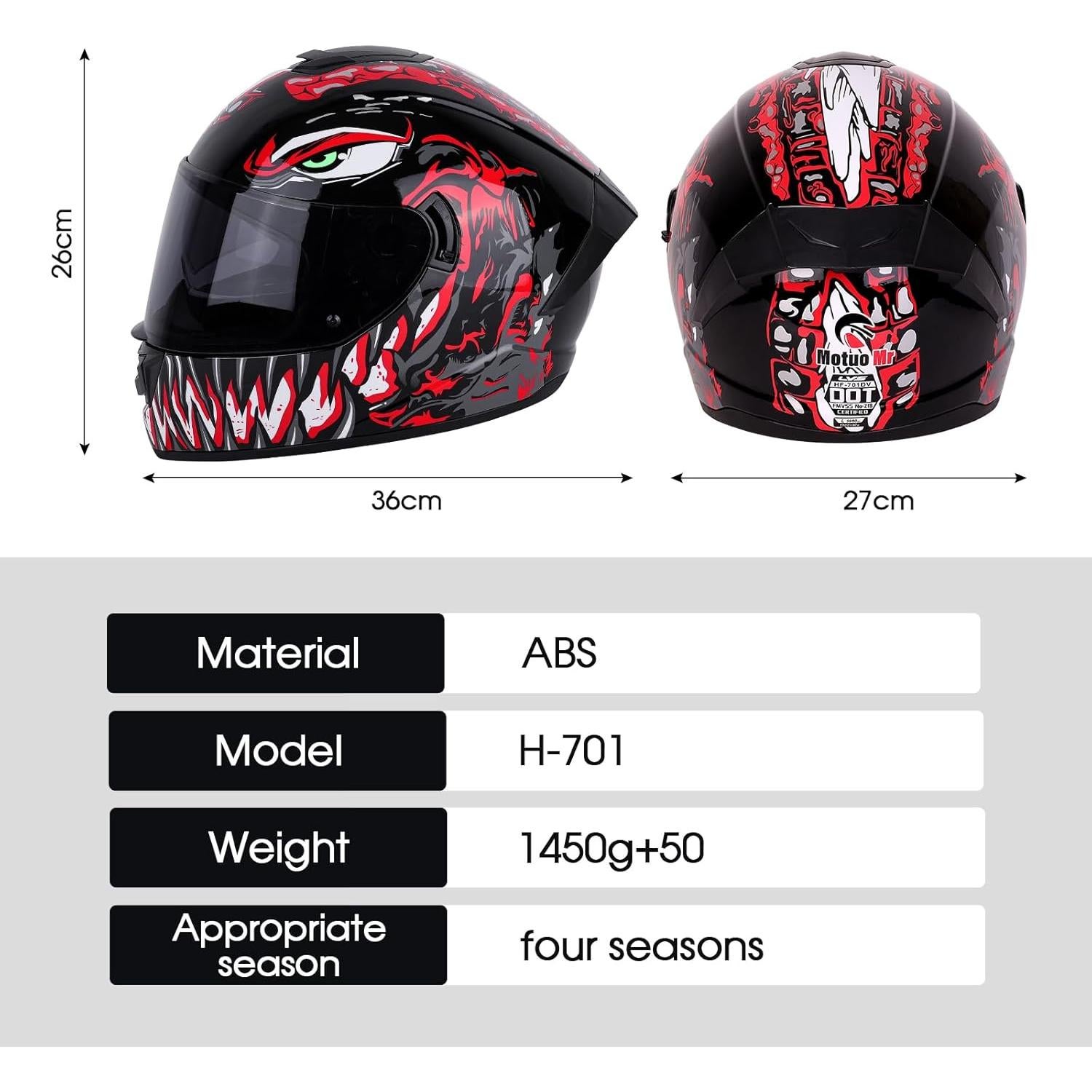 Casco Integral Motocicleta MotuoMr Mediano Rojo Retro