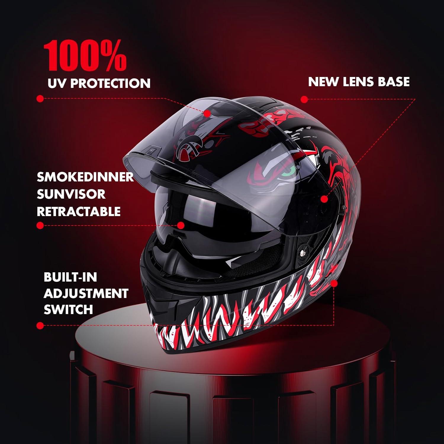 Casco Integral Motocicleta MotuoMr Mediano Rojo Retro