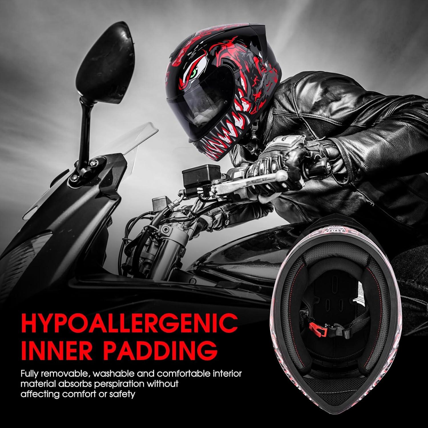 Casco Integral Motocicleta MotuoMr Mediano Rojo Retro