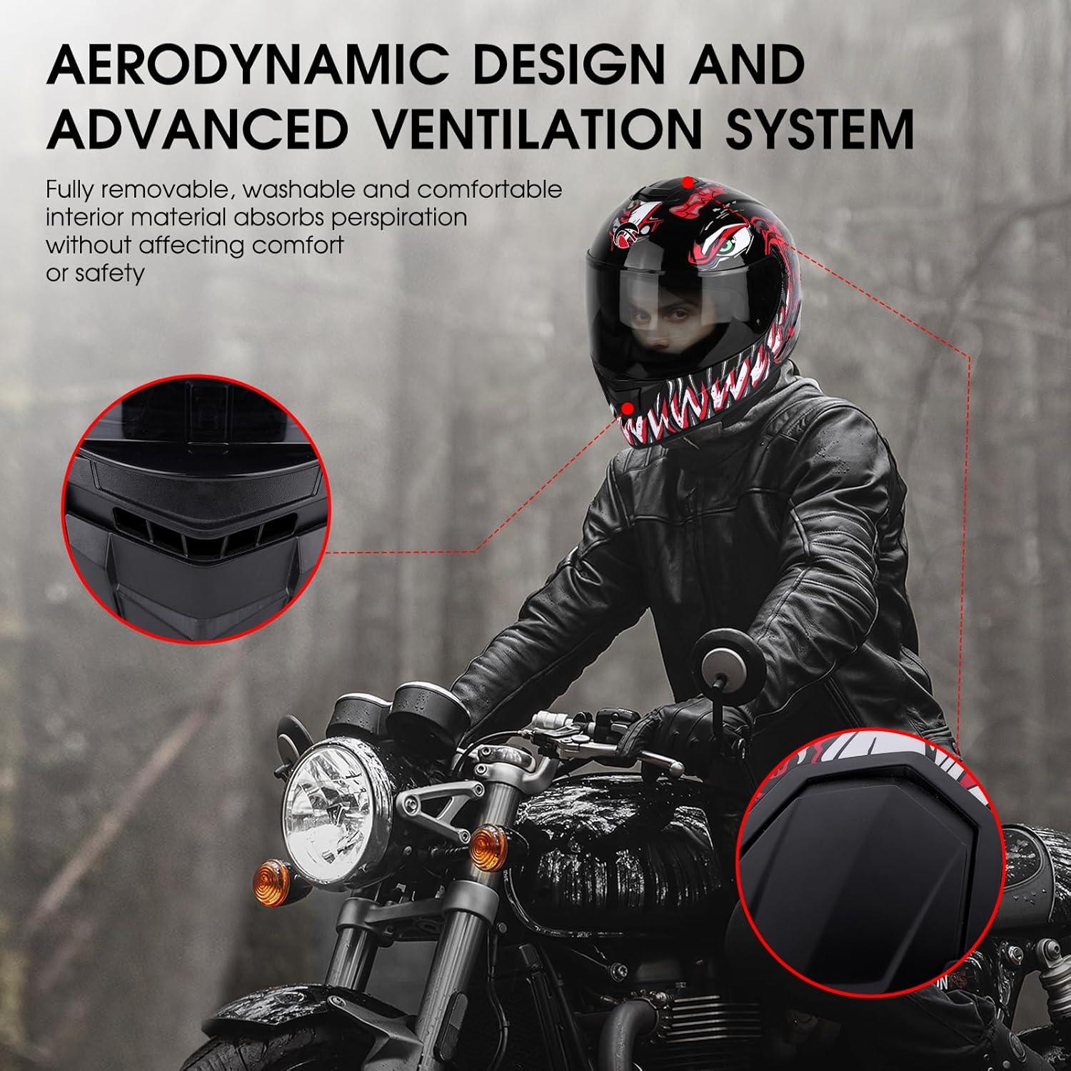 Casco Integral Motocicleta MotuoMr Mediano Rojo Retro