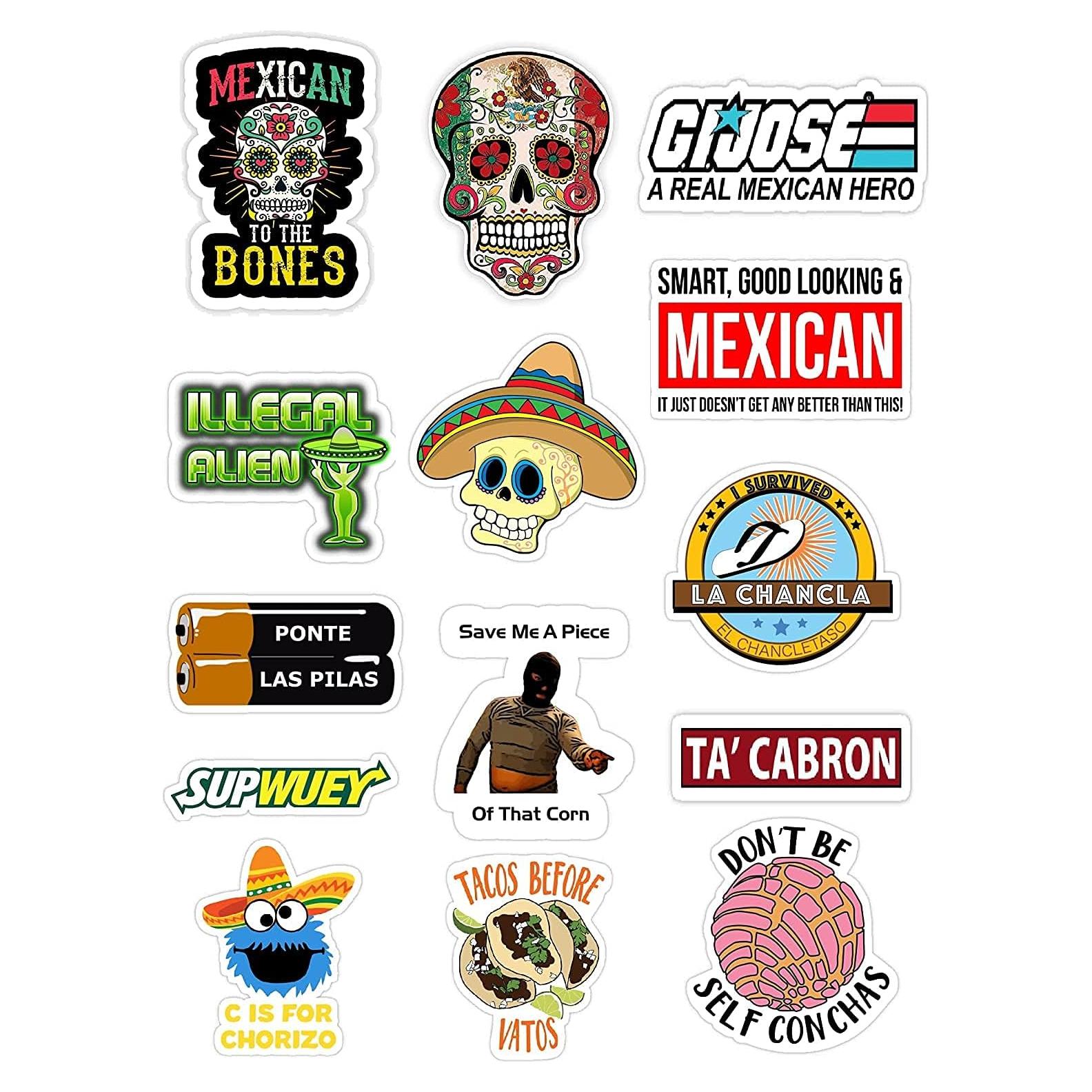 Juego de 14 Calcomanías Mexicanas NTICKER - Vinilo Resistente