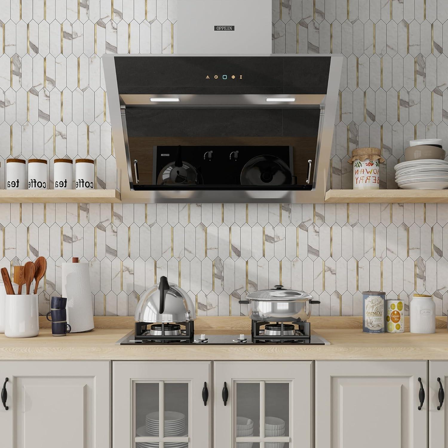 Azulejos Autoadhesivos KASARO Hexagonales 10 Piezas PVC Mármol