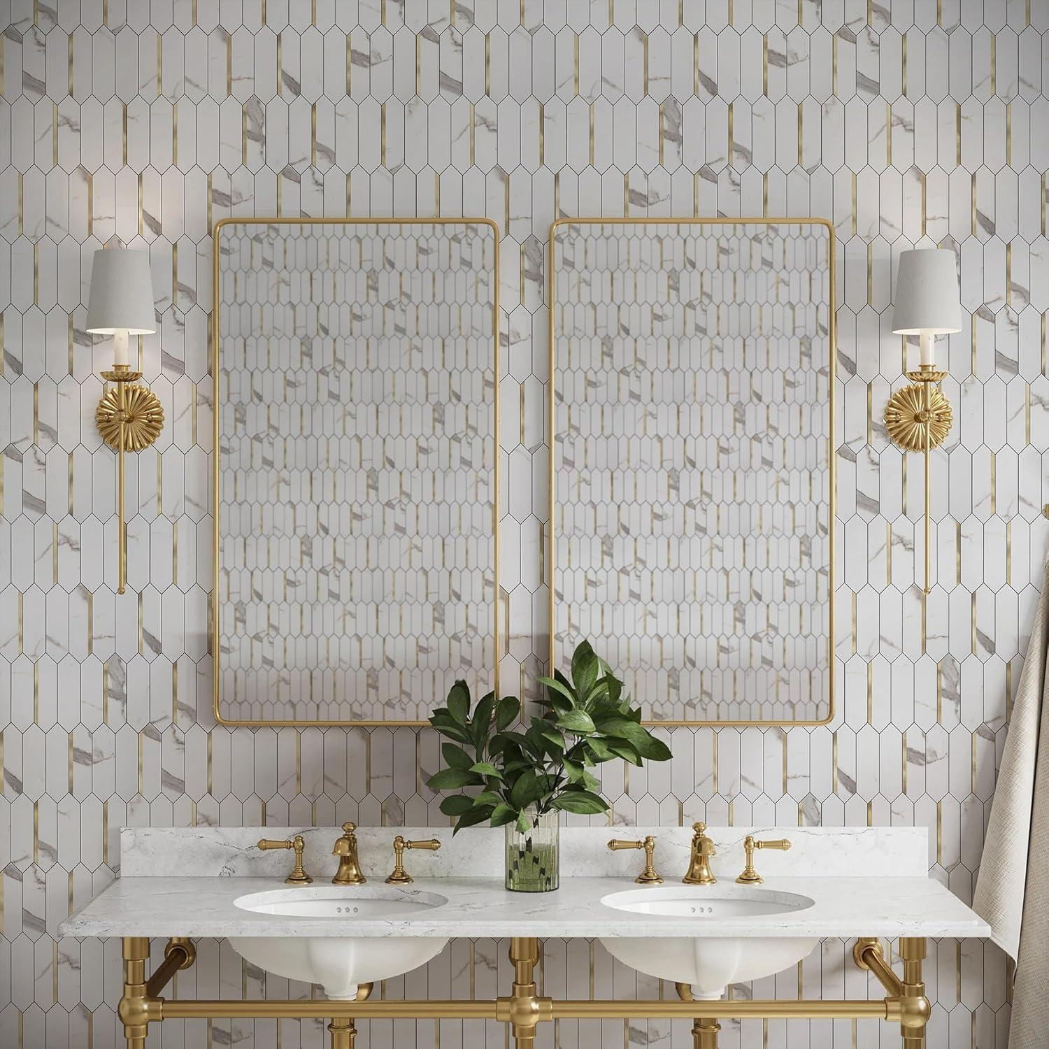 Azulejos Autoadhesivos KASARO Hexagonales 10 Piezas PVC Mármol