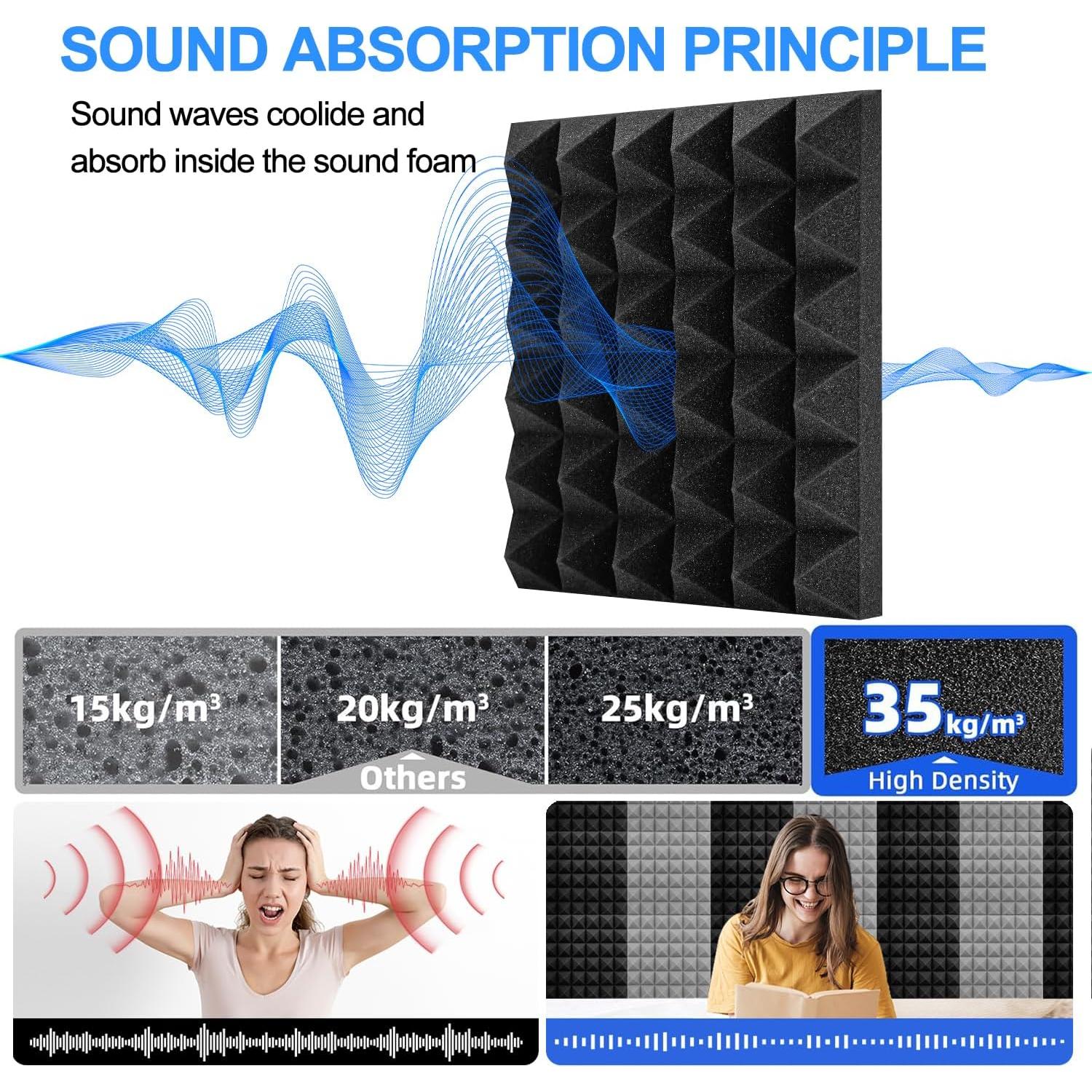 Paneles Acústicos Autoadhesivos Earppie 12PCS 30x30cm Negro