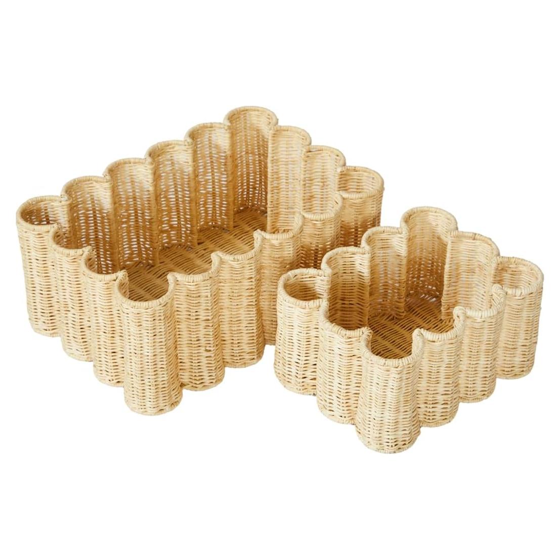 Conjunto de Cestas de Almacenamiento BEBE BASK - 2 Piezas - Ratán Natural