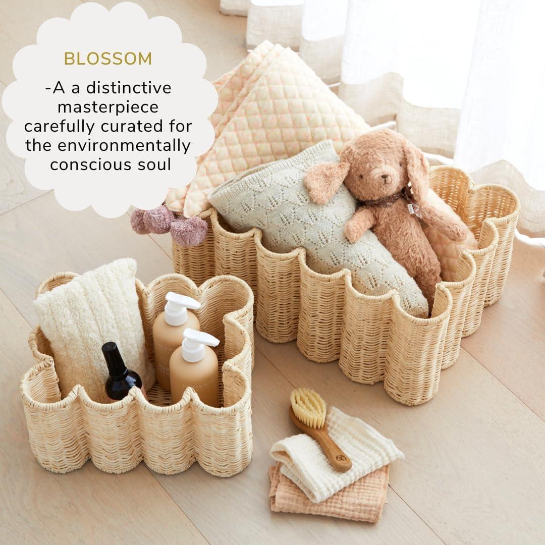 Conjunto de Cestas de Almacenamiento BEBE BASK - 2 Piezas - Ratán Natural