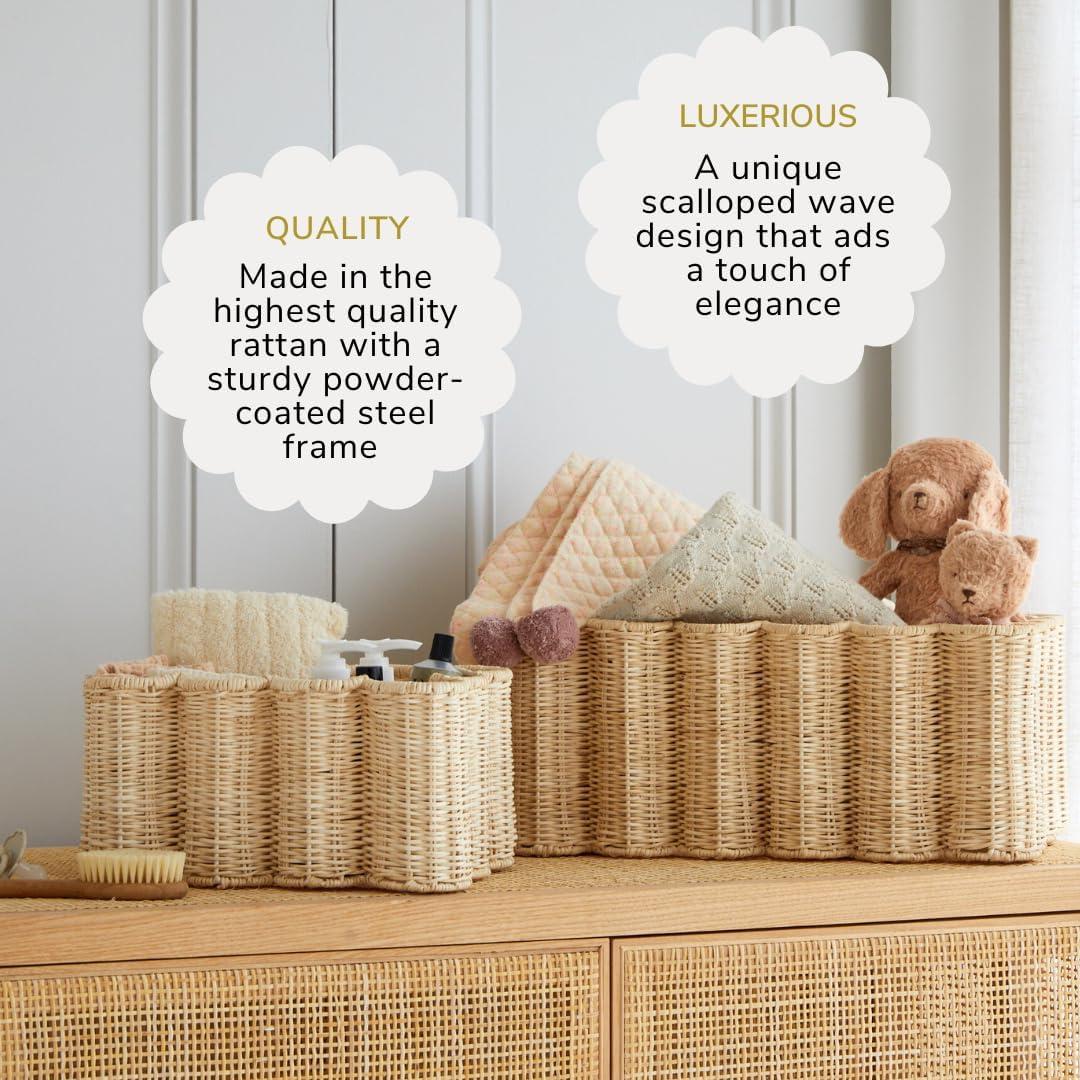 Conjunto de Cestas de Almacenamiento BEBE BASK - 2 Piezas - Ratán Natural