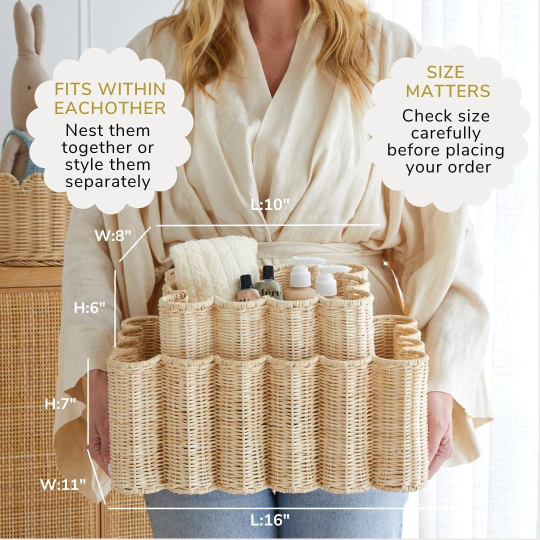 Conjunto de Cestas de Almacenamiento BEBE BASK - 2 Piezas - Ratán Natural