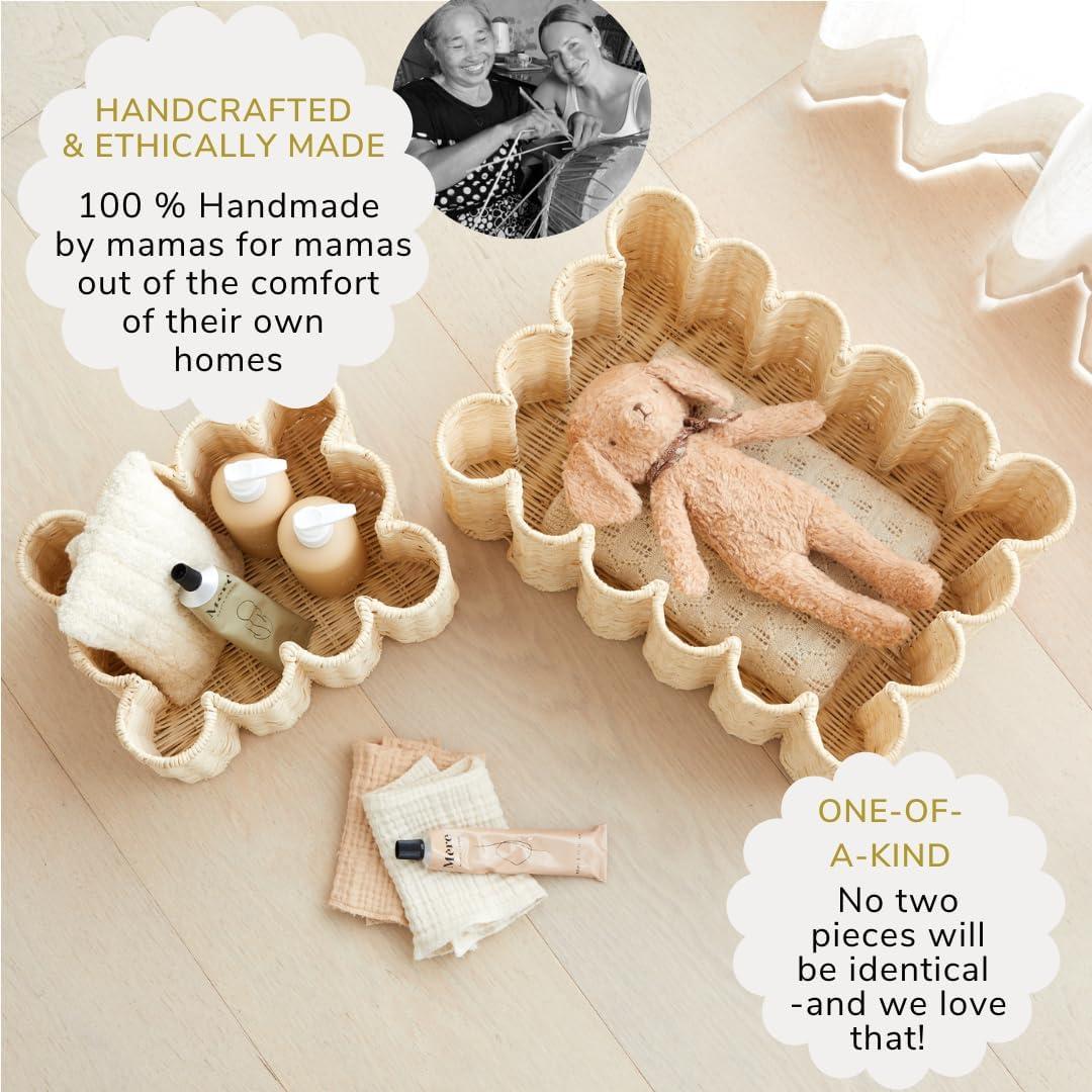 Conjunto de Cestas de Almacenamiento BEBE BASK - 2 Piezas - Ratán Natural