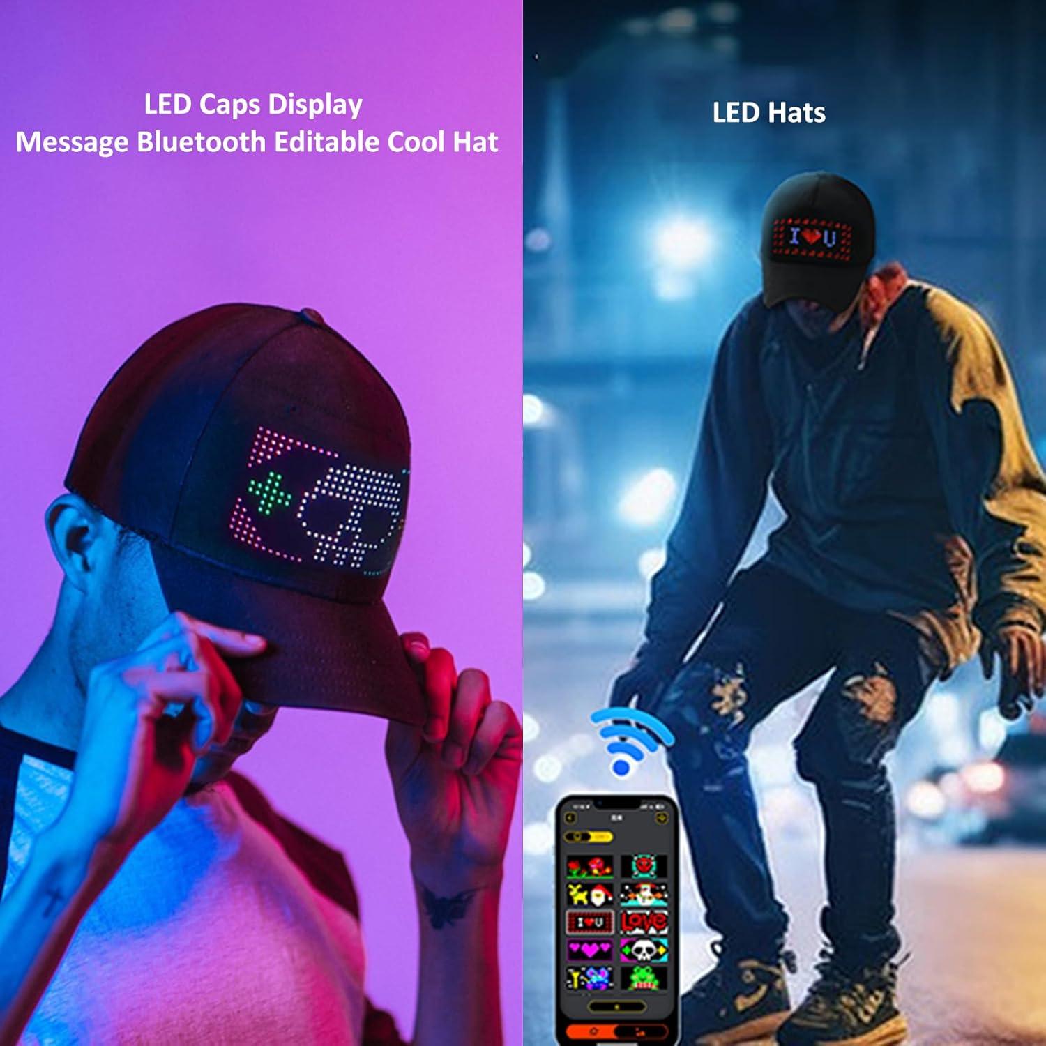 Gorra LED Programable Colorida Ajustable Algodón