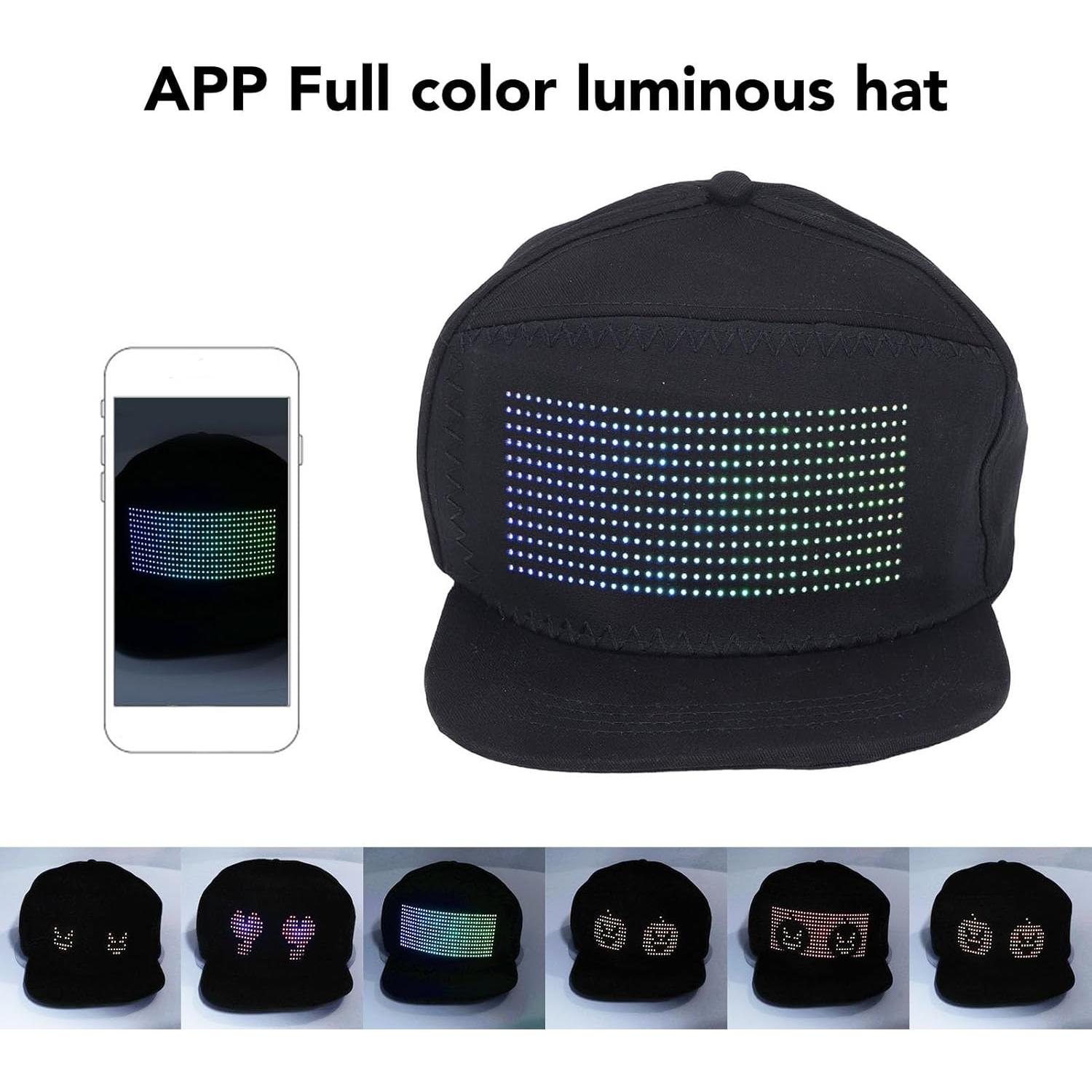 Gorra LED Programable Colorida Ajustable Algodón