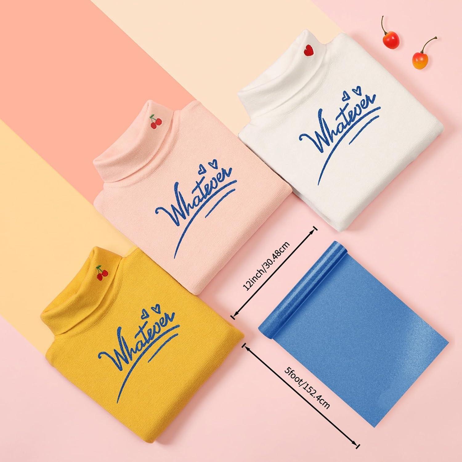 Vinilo de Transferencia de Calor Glitter Azul HYQJJ 30.48 x 1.52 m