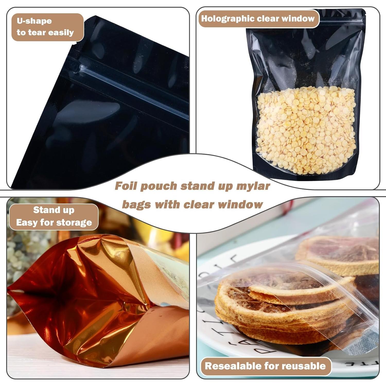 200 Bolsas Mylar Resellables 14.9x22 cm Lucpur con Ventana