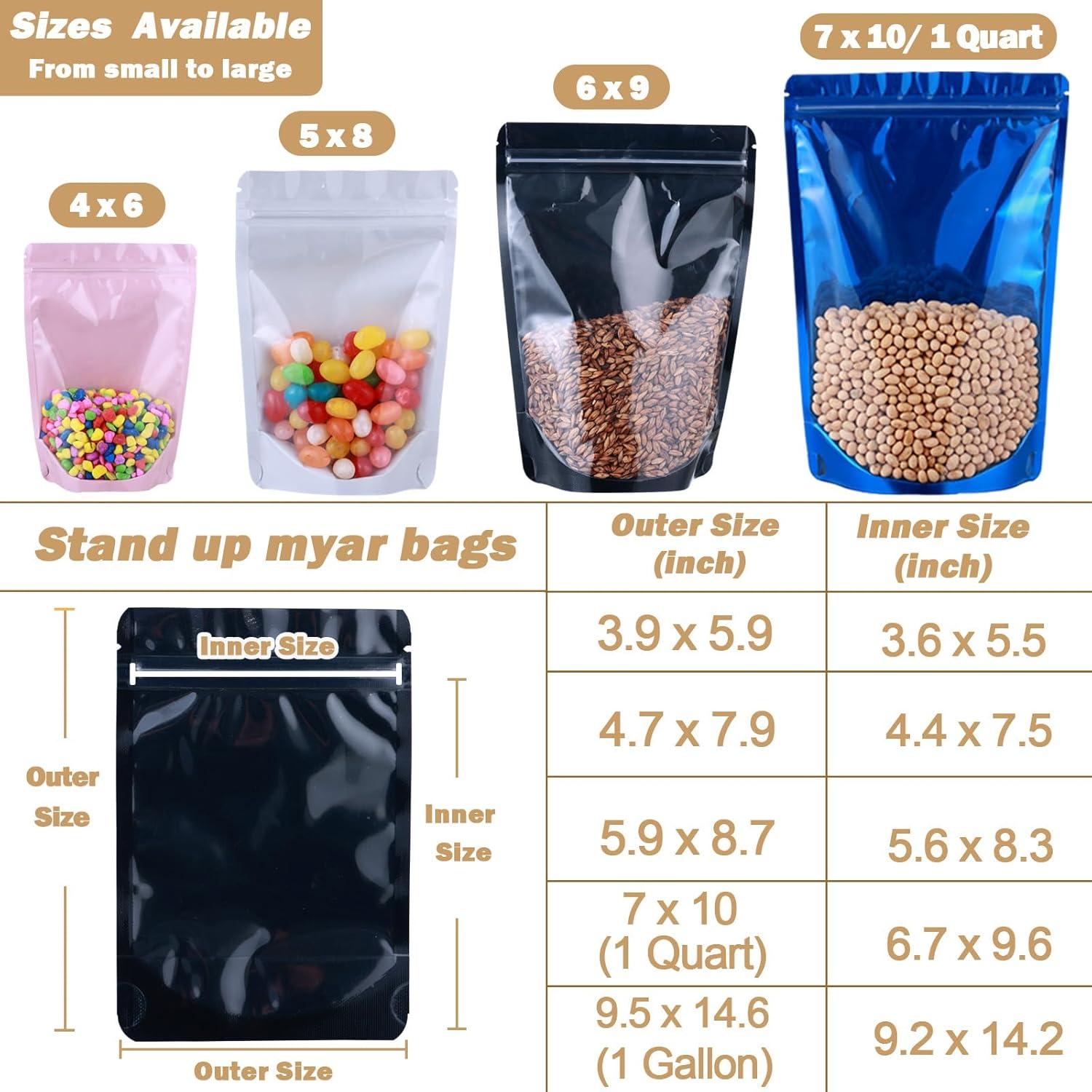 200 Bolsas Mylar Resellables 14.9x22 cm Lucpur con Ventana