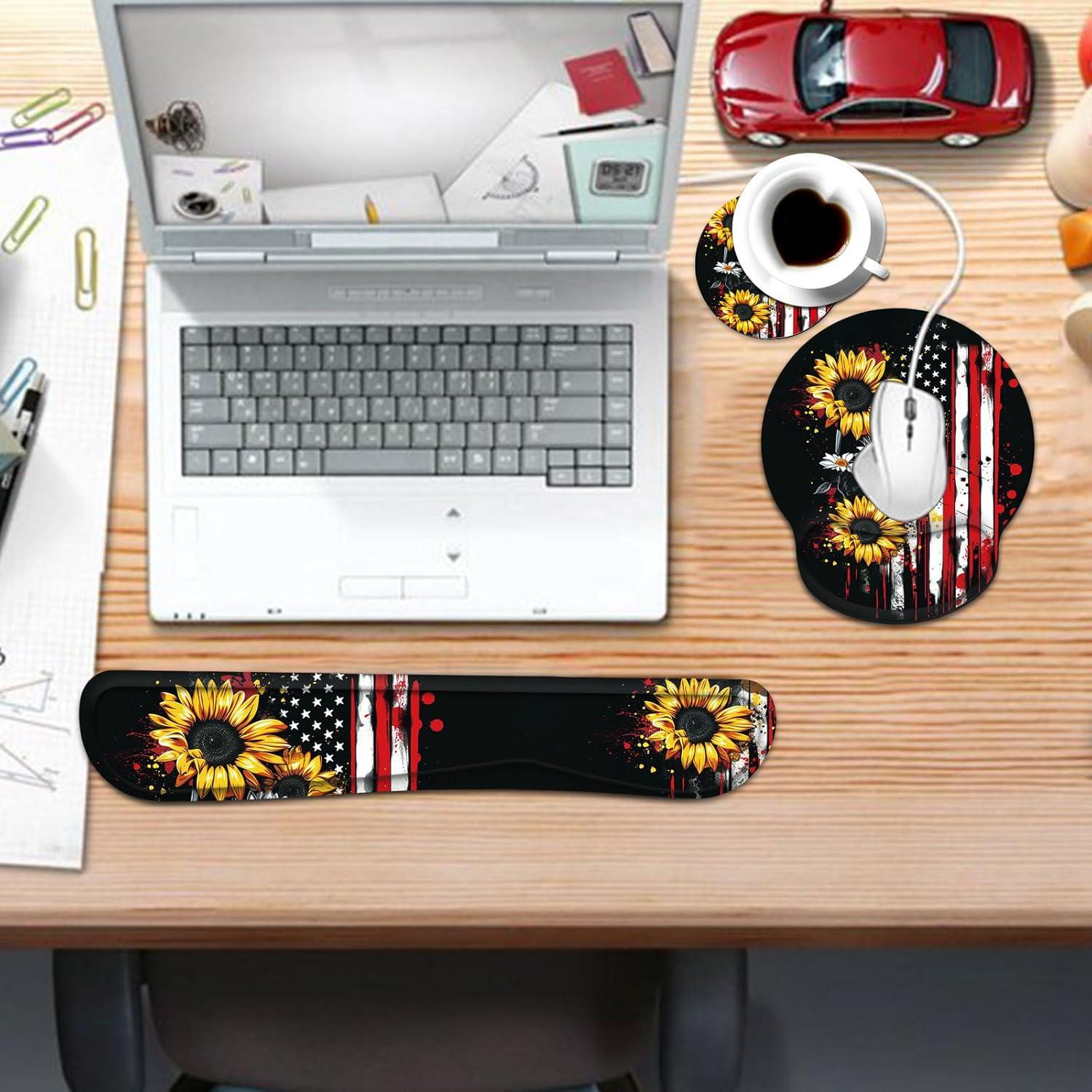 Juego de Reposamuñecas Ergonómico BFUKVOU - Bandera Americana