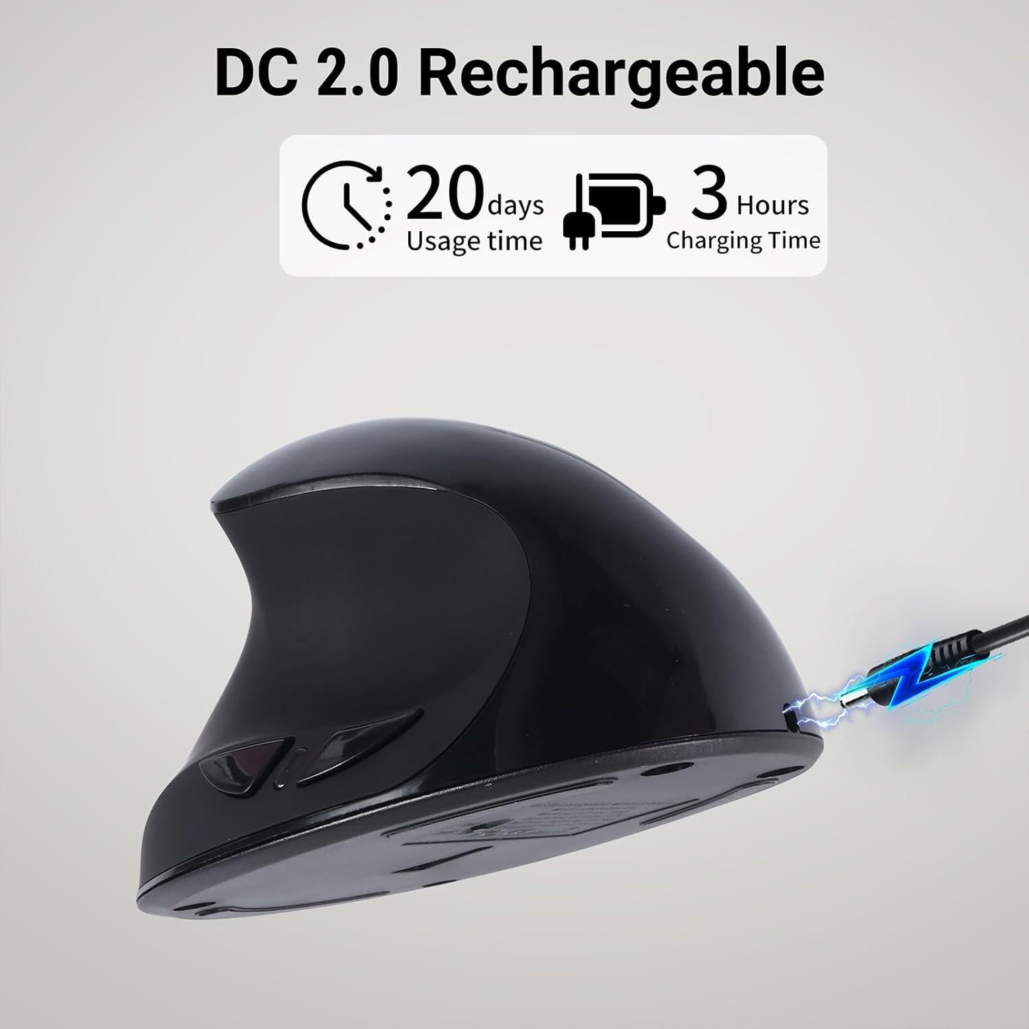 Ratón Ergonómico Inalámbrico Justdfine Negro 3 DPI Ajustables