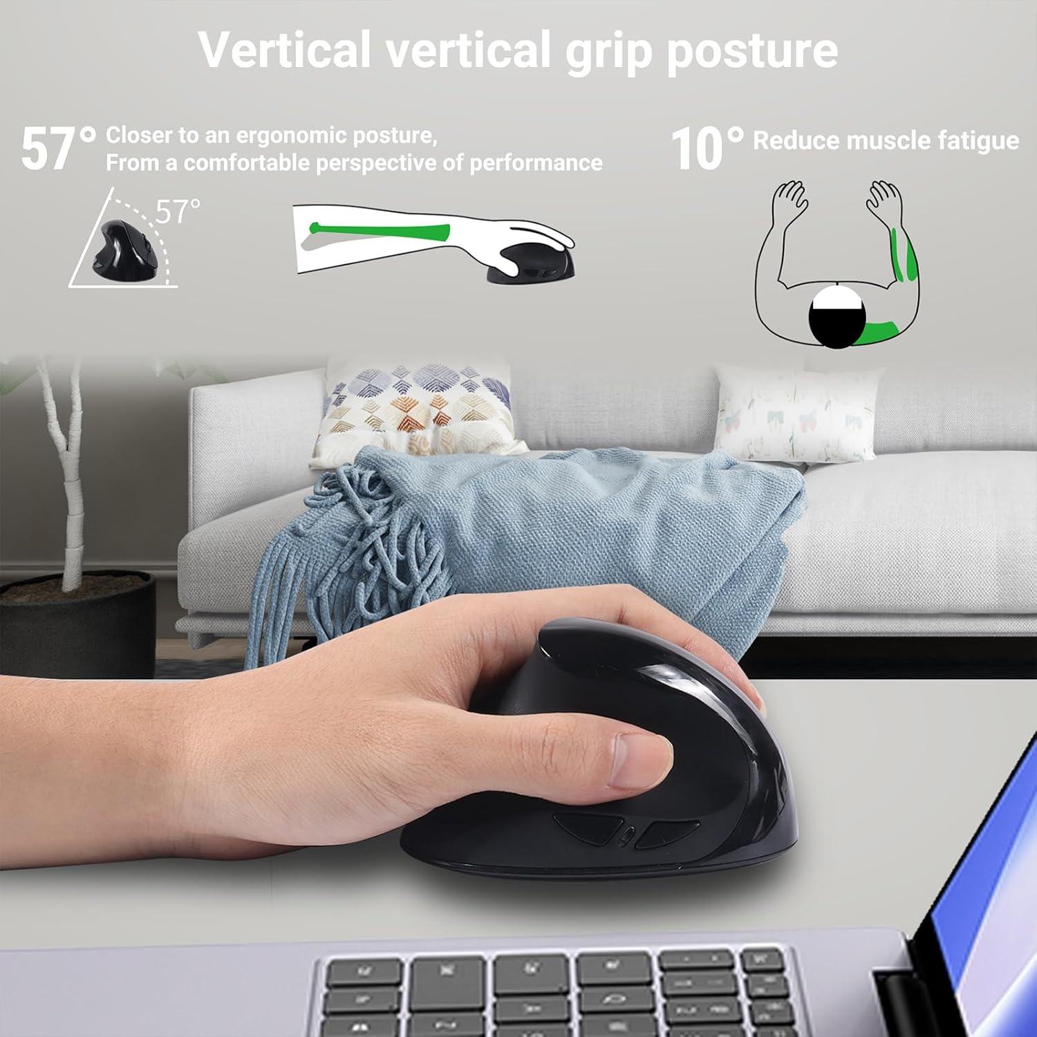 Ratón Ergonómico Inalámbrico Justdfine Negro 3 DPI Ajustables