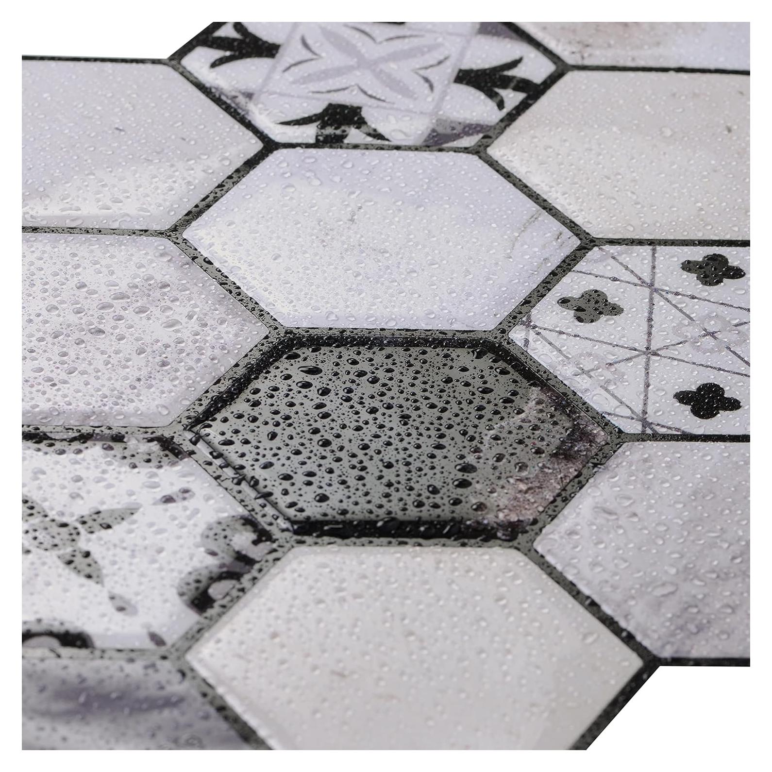 Azulejos autoadhesivos Mosaicowall 10 unidades Negro-Blanco