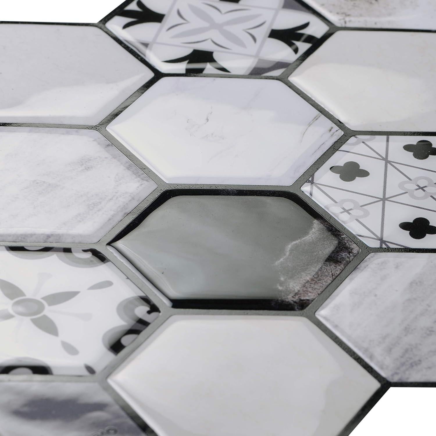 Azulejos autoadhesivos Mosaicowall 10 unidades Negro-Blanco
