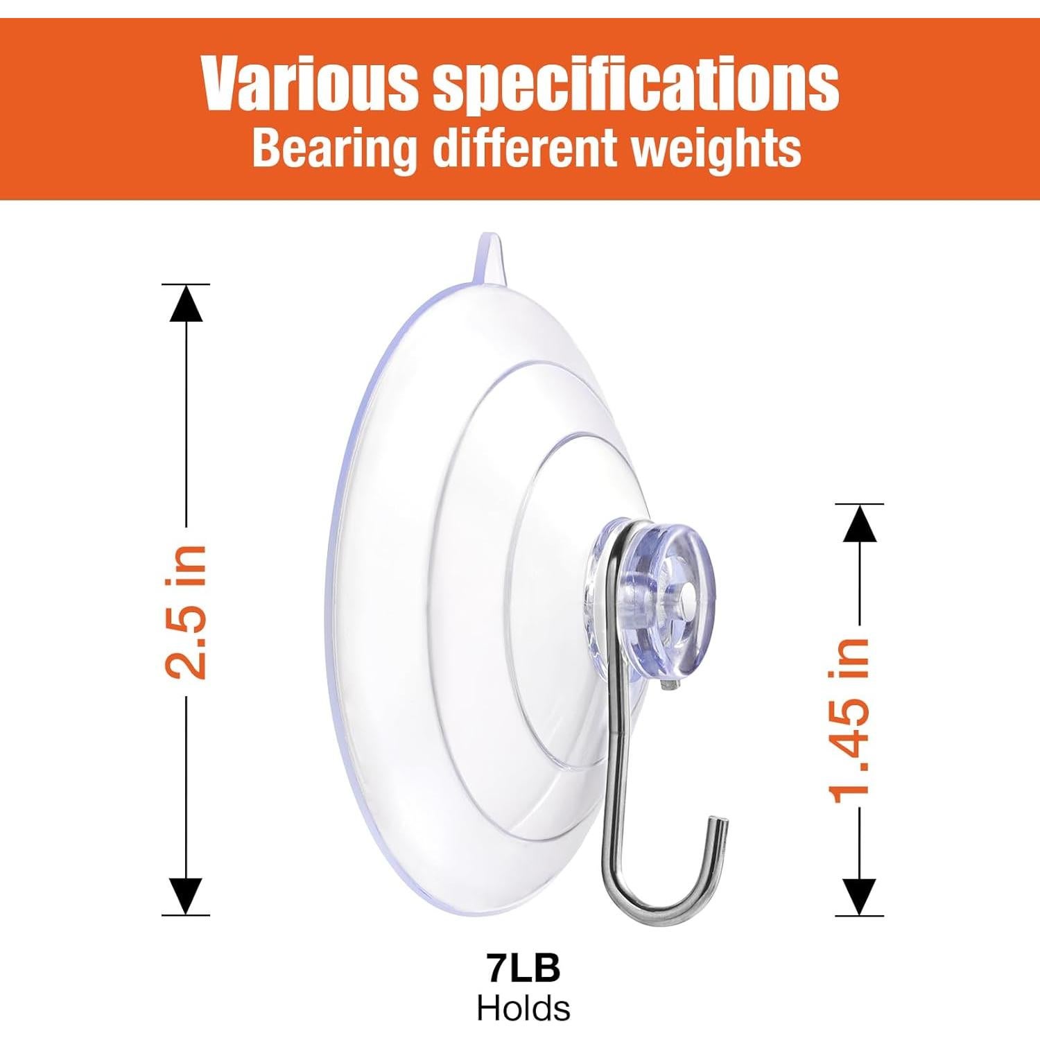 Gancho de Ventosa Grande MAISEEN 6 Piezas 3.18 Kg Transparente