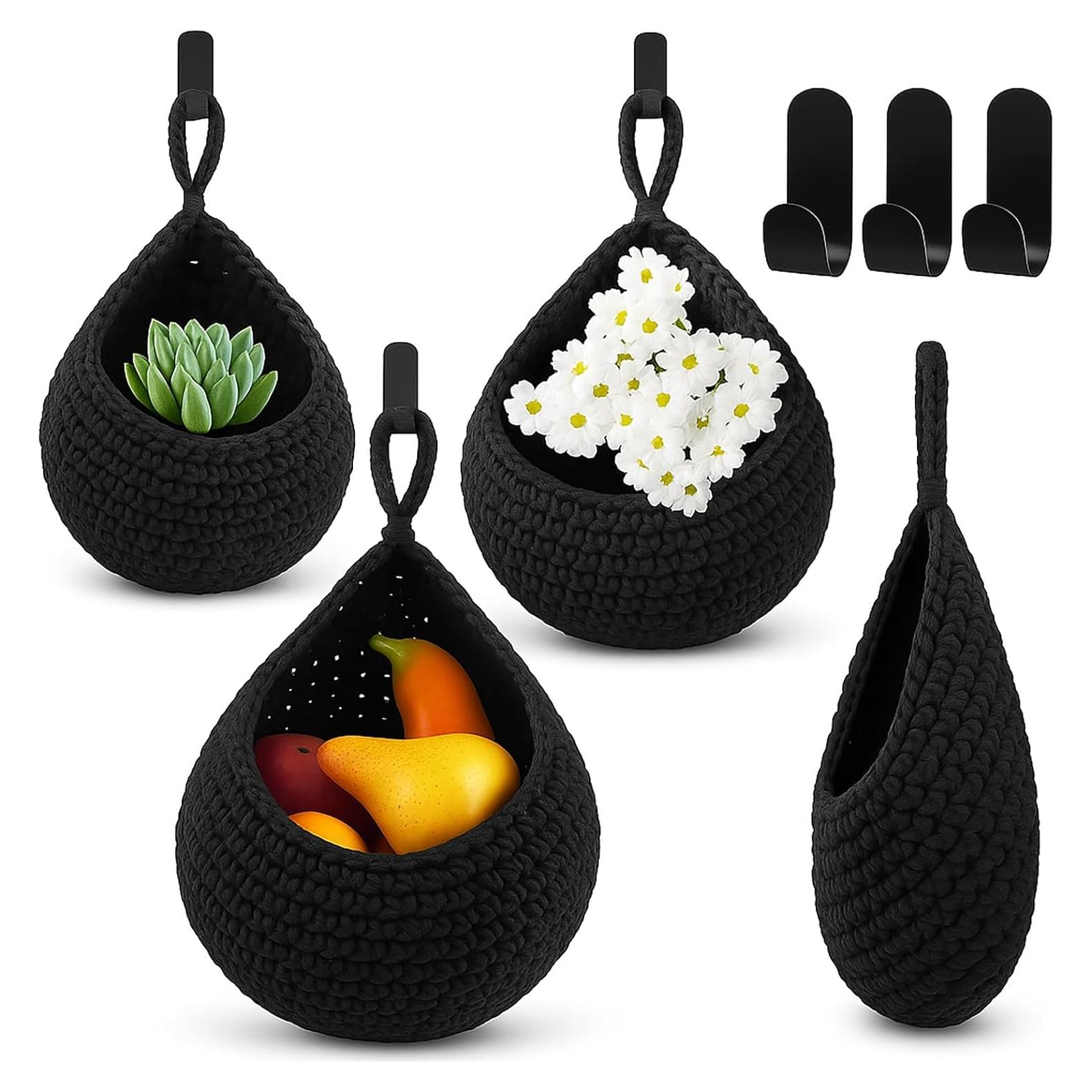 Cesta Colgante de Pared Honeydak - 3 Tamaños Negro