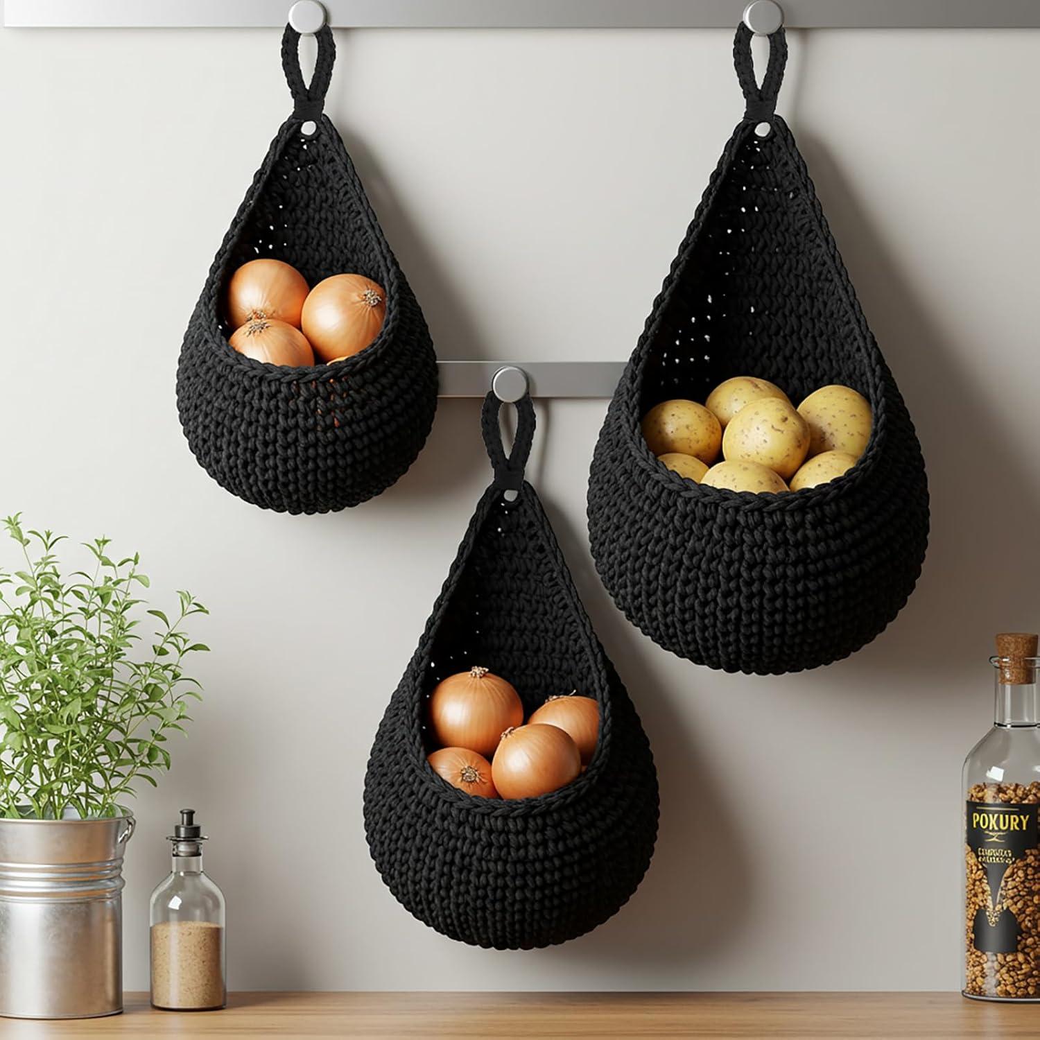 Cesta Colgante de Pared Honeydak - 3 Tamaños Negro