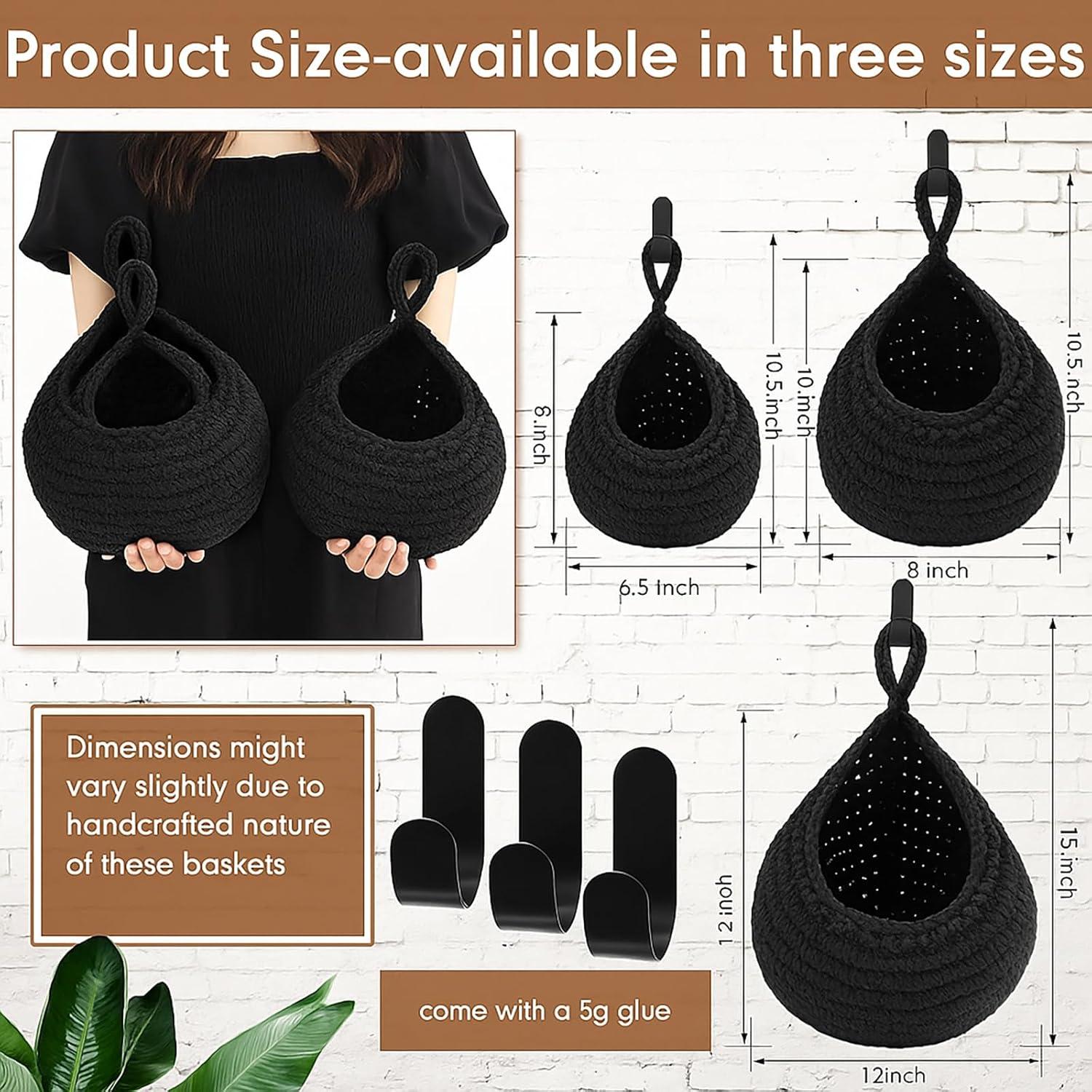 Cesta Colgante de Pared Honeydak - 3 Tamaños Negro